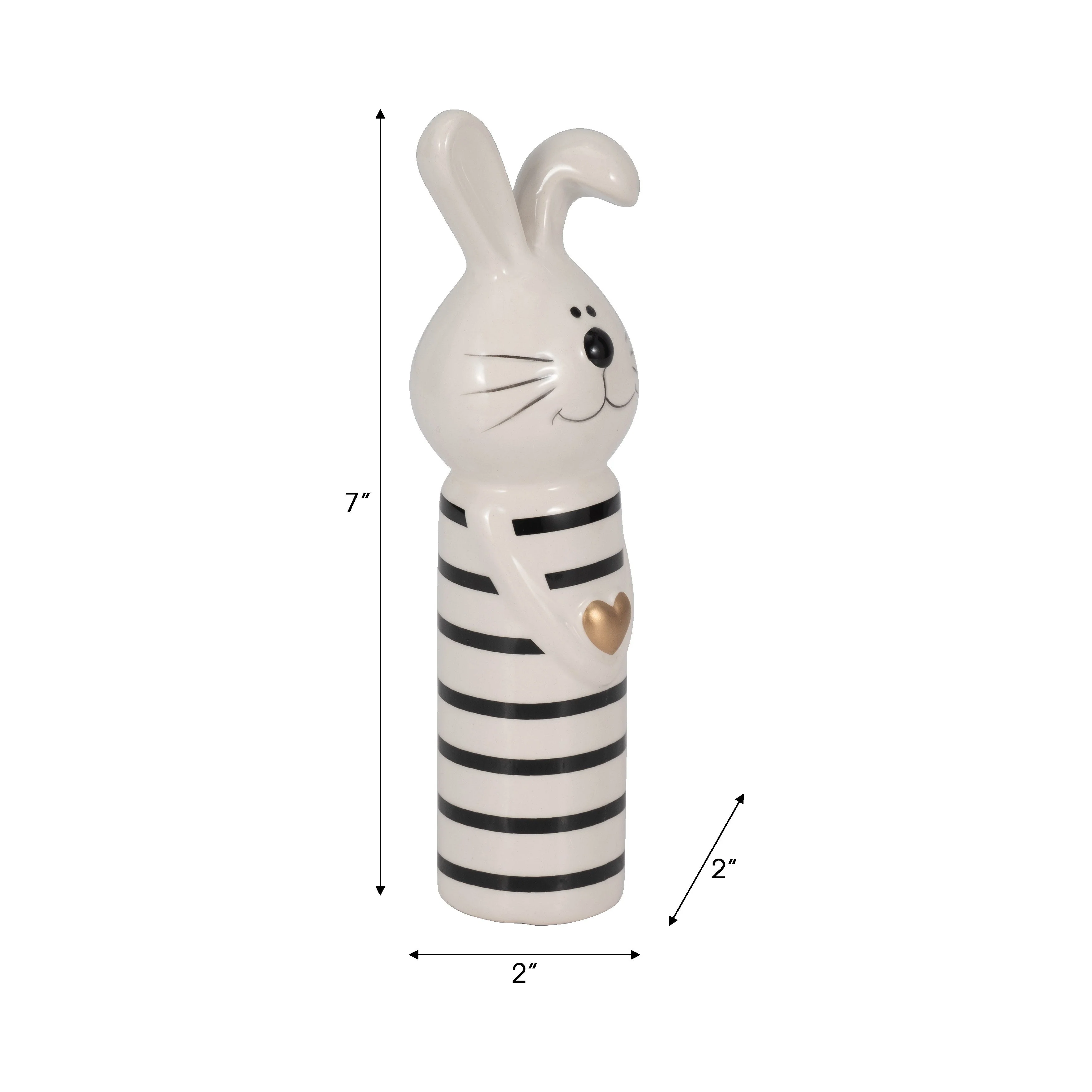 7" Lines Bunny With Gold Heart, White/black - Image 20