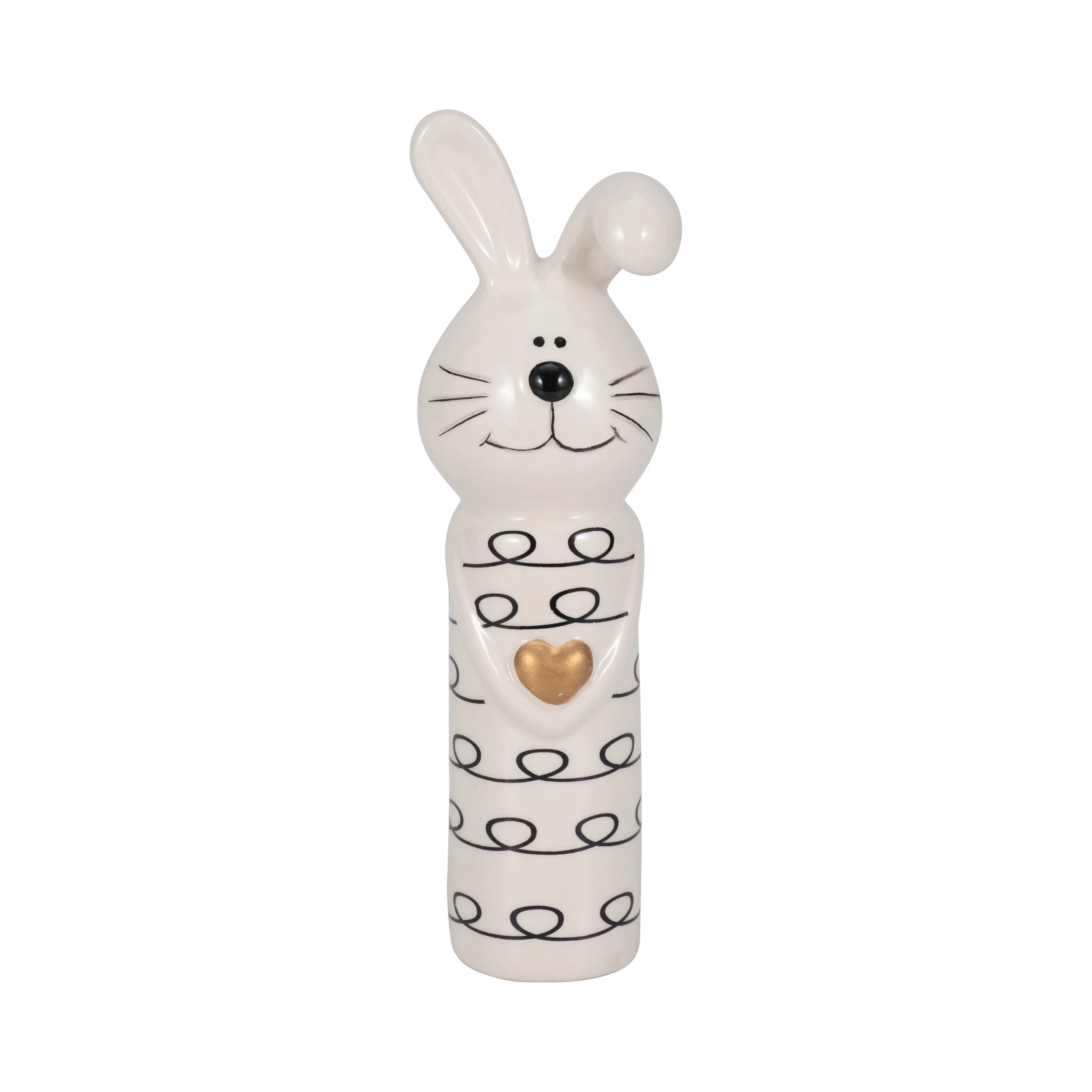 7" Squiggly Bunny With Gold Heart, White/black - Image 12