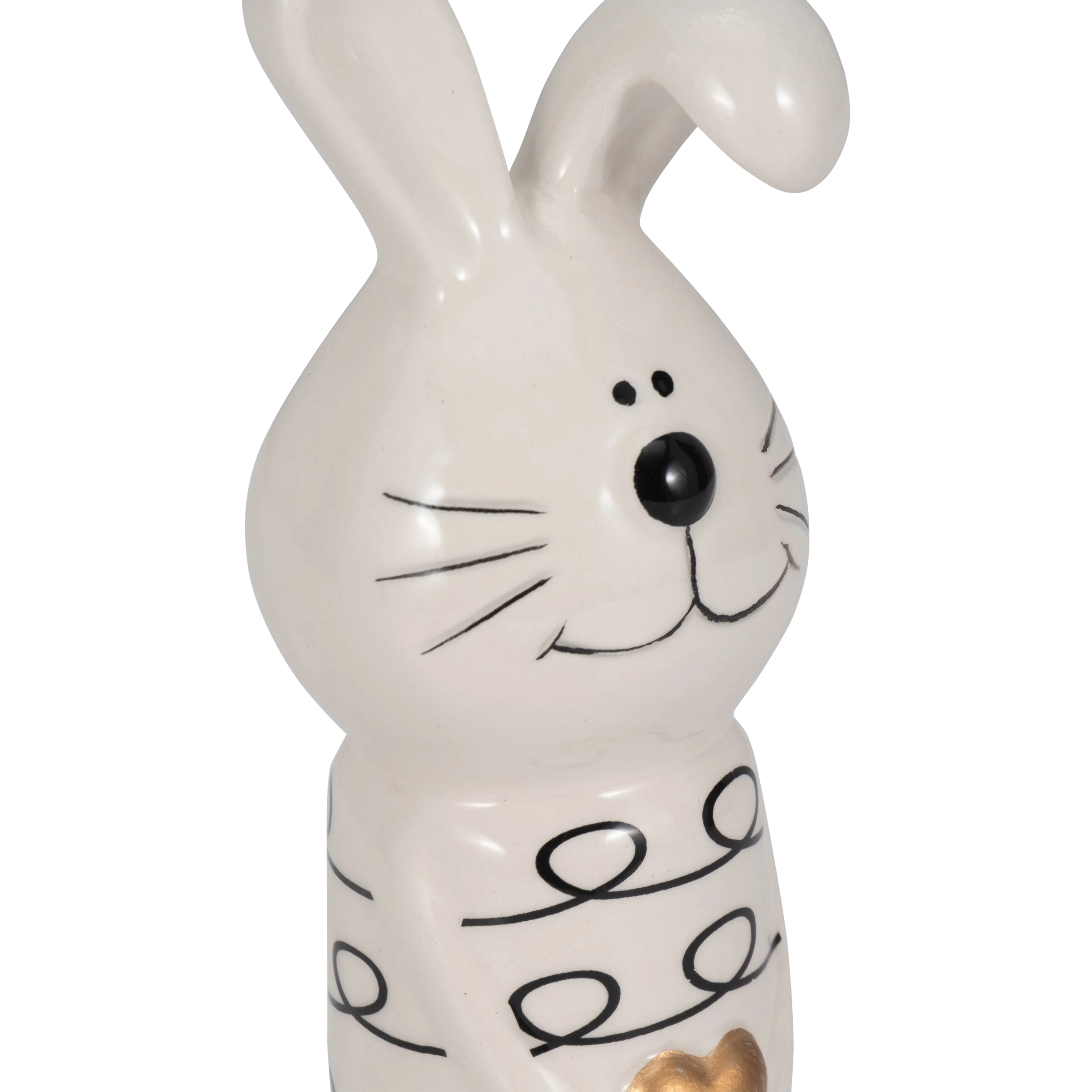 7" Squiggly Bunny With Gold Heart, White/black - Image 16