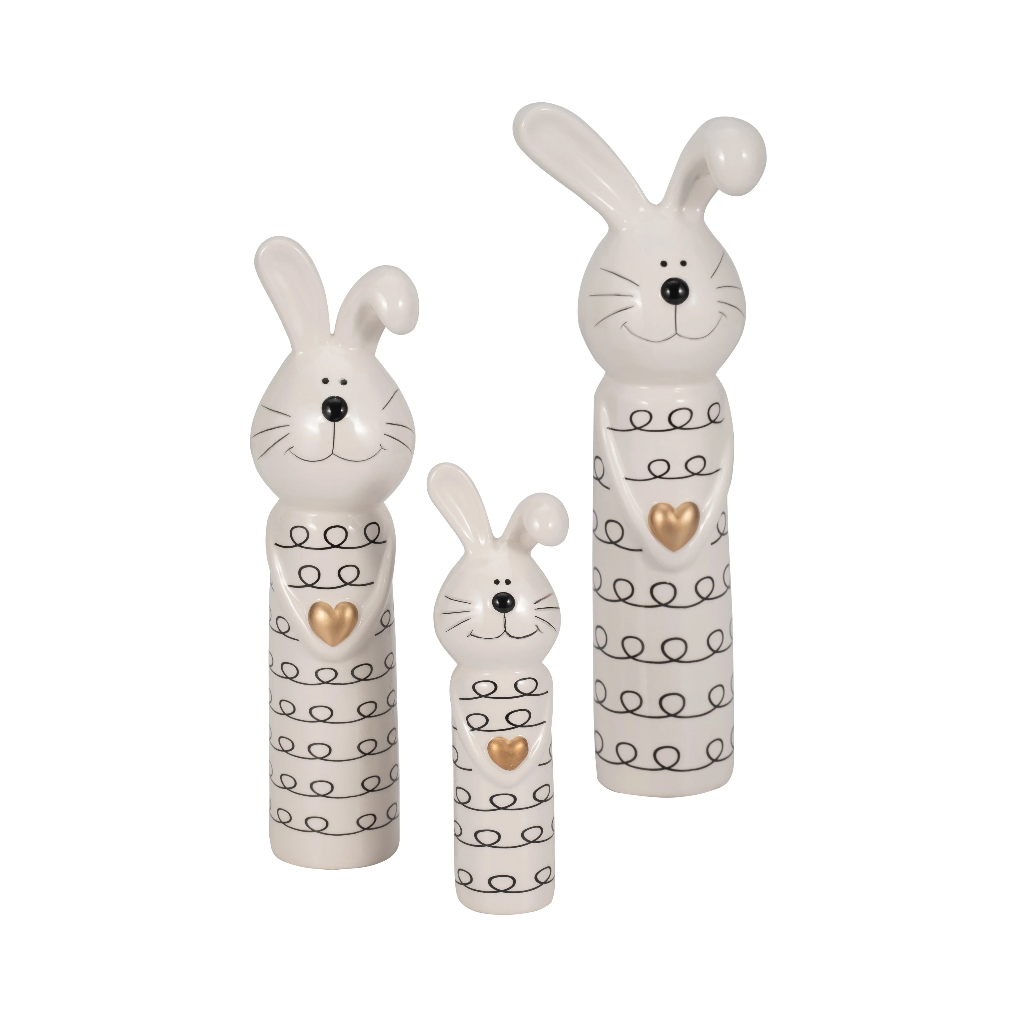 7" Squiggly Bunny With Gold Heart, White/black - Image 19
