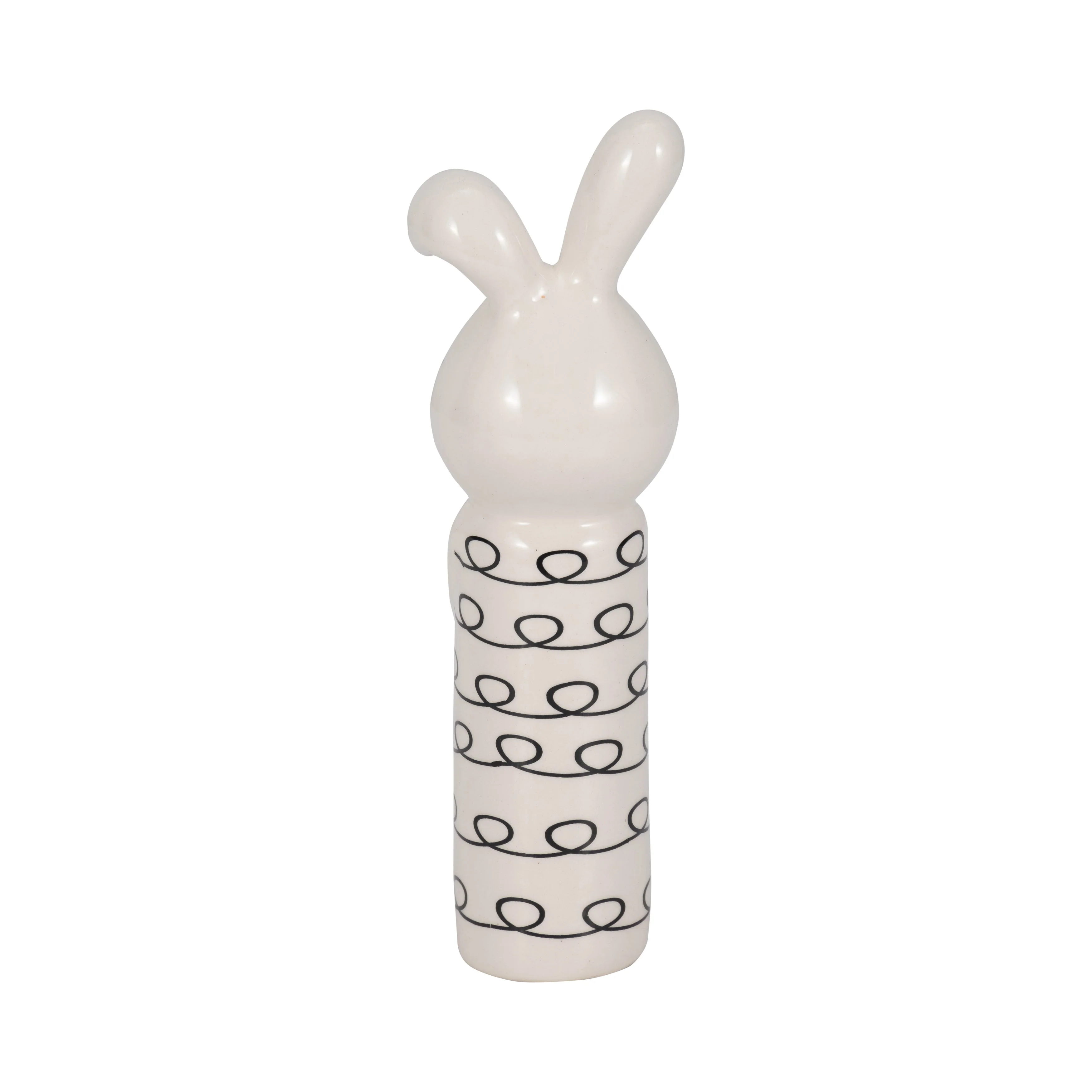 7" Squiggly Bunny With Gold Heart, White/black - Image 4