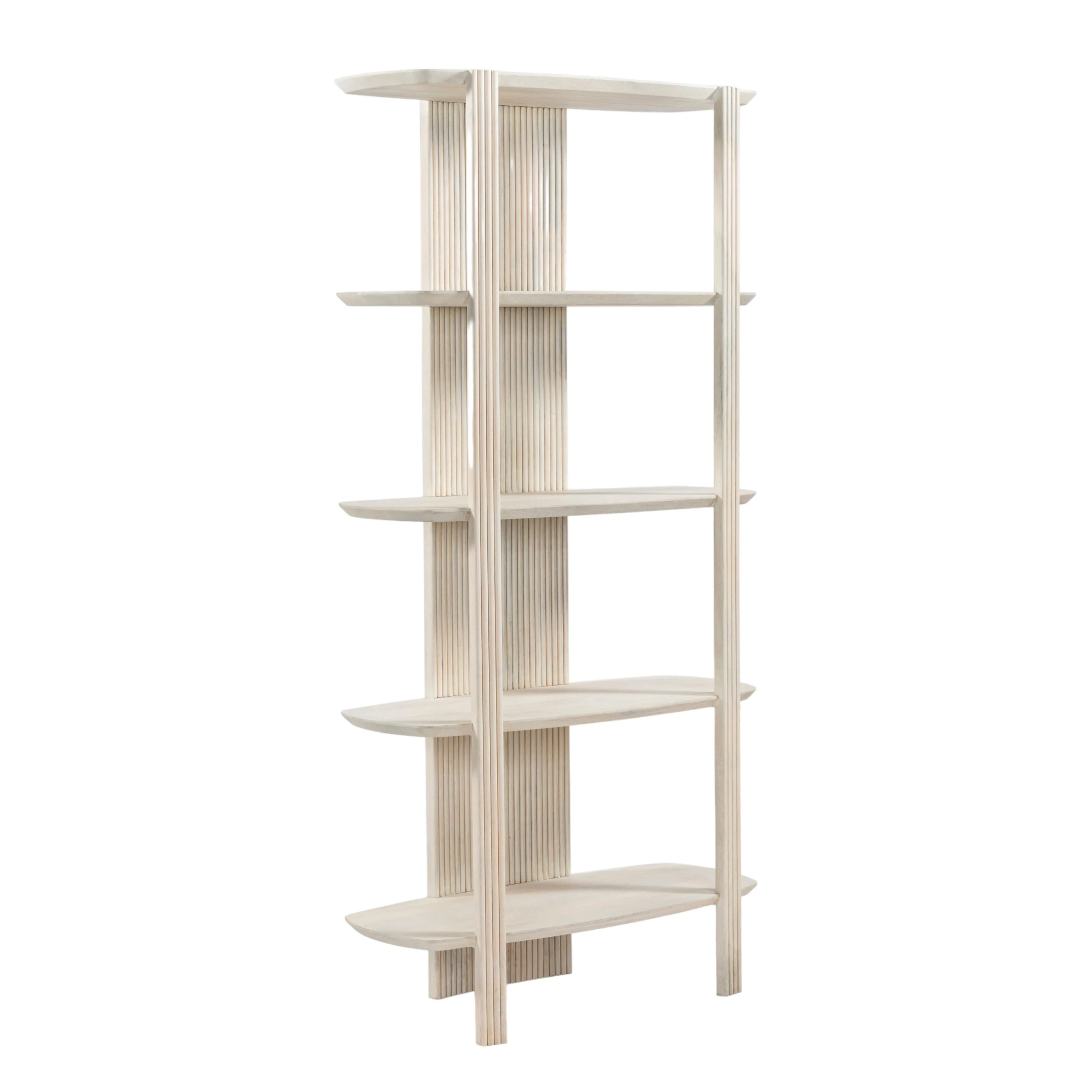 71" Catalina Fluted Wood Etagere, Cream - Image 2