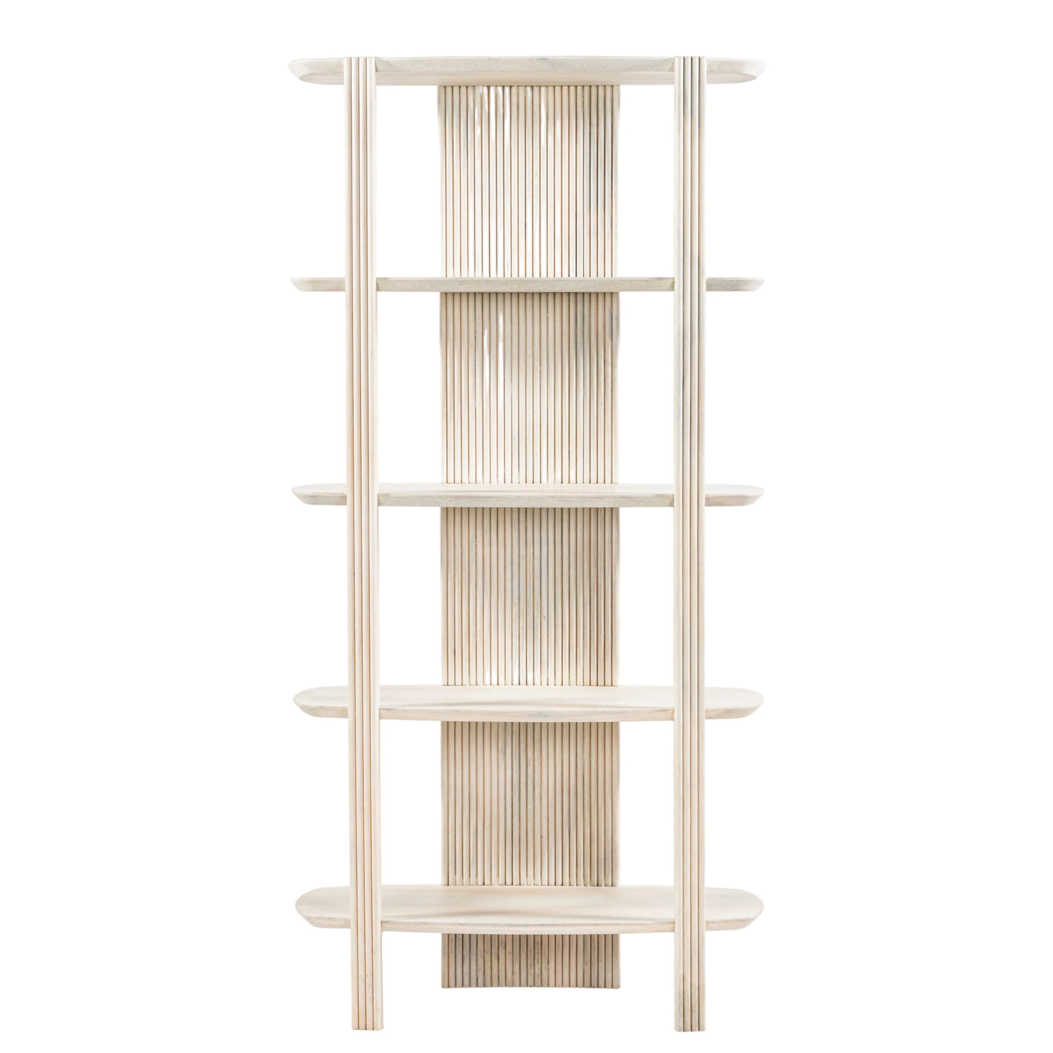 71" Catalina Fluted Wood Etagere, Cream - Image 5