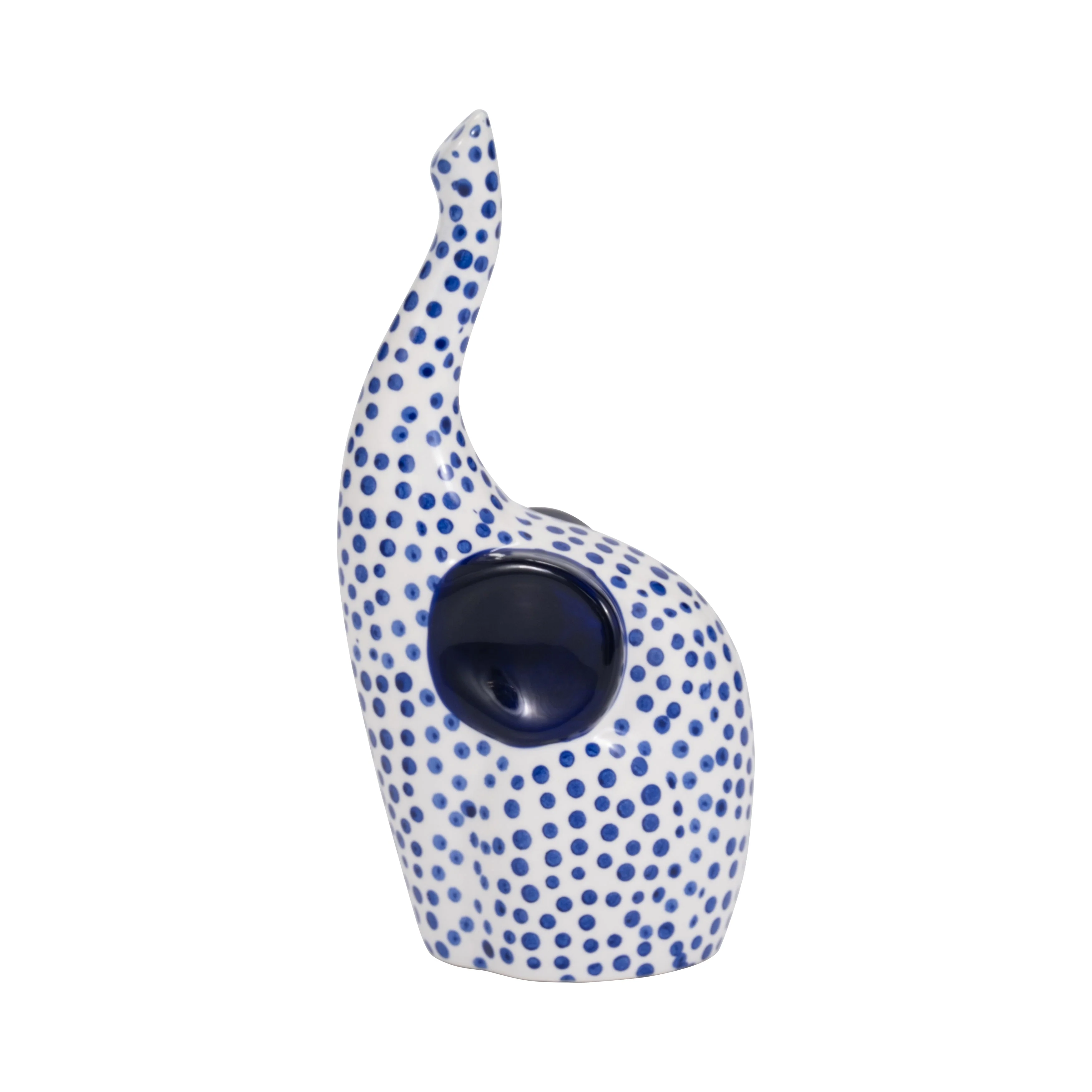 8" Hand Stamped Trunk Up Elephant, Blue/white - Image 10