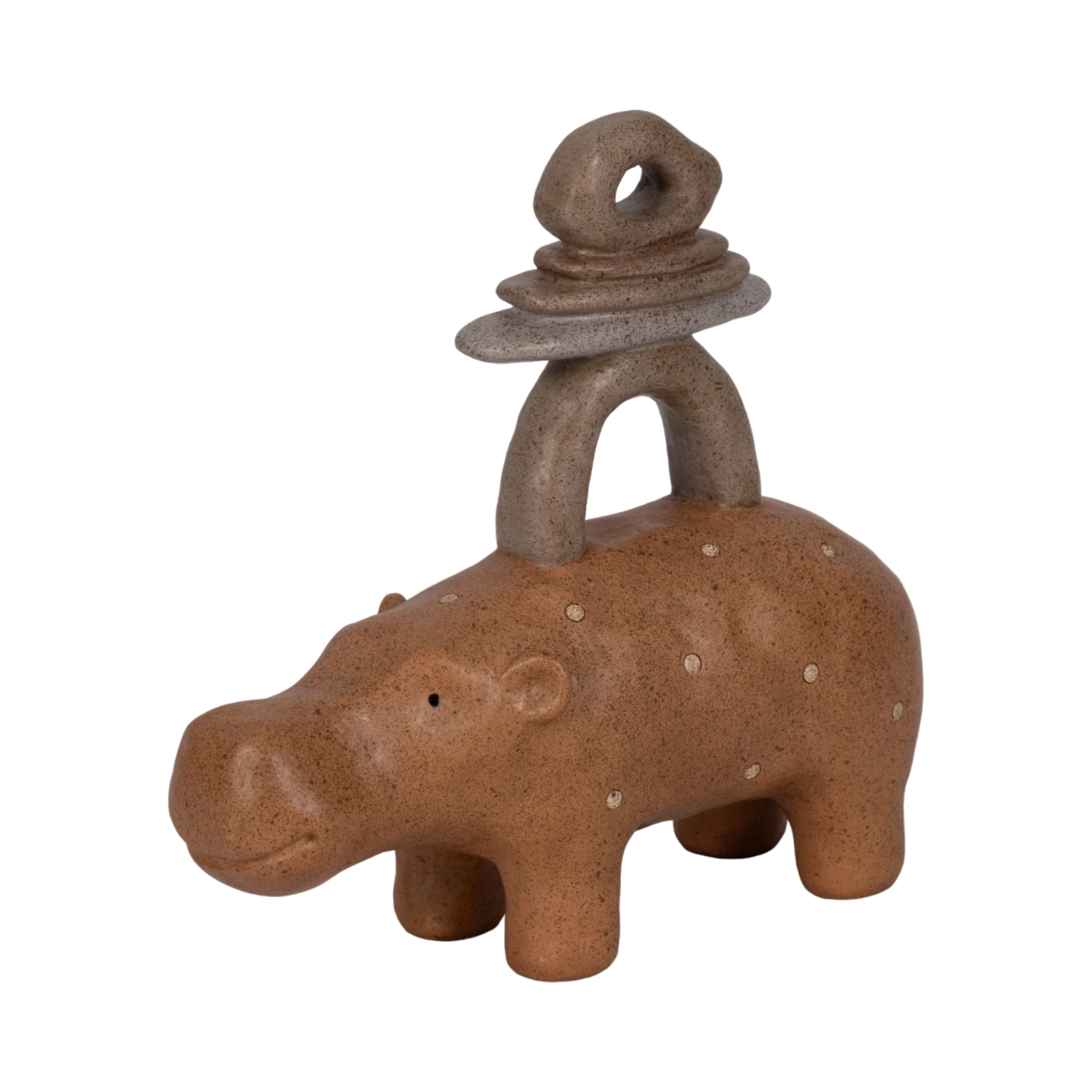 8" Hippo With Stacked Stones, Multi - Image 10