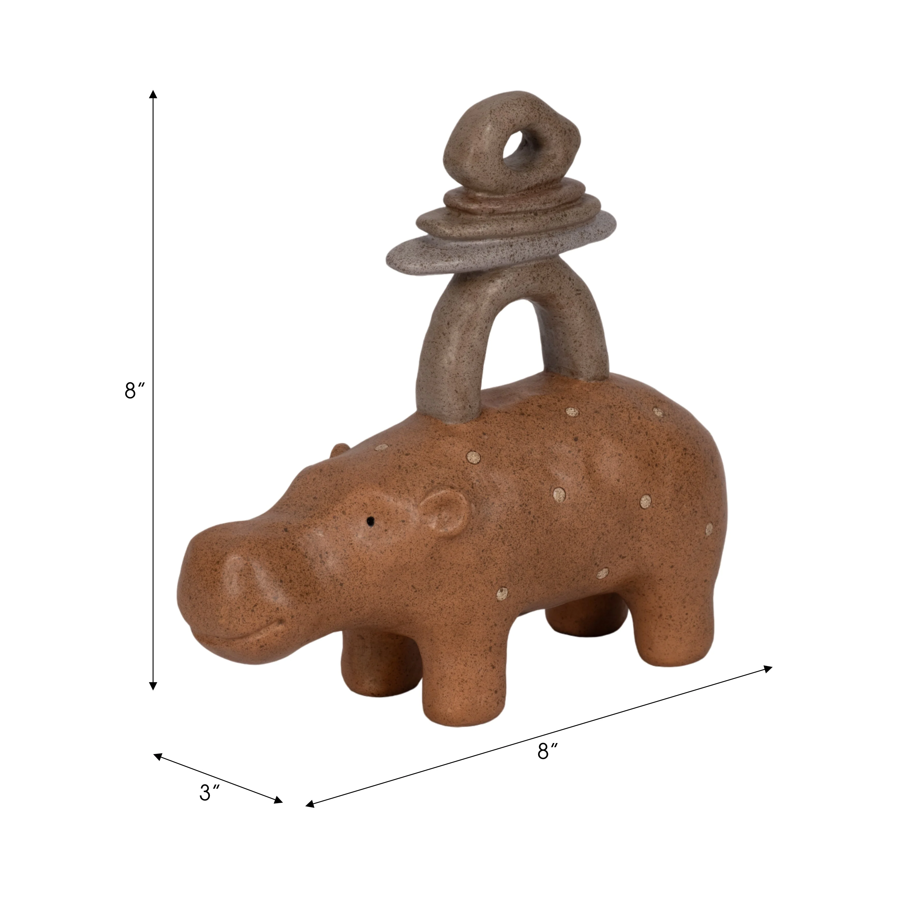 8" Hippo With Stacked Stones, Multi - Image 16
