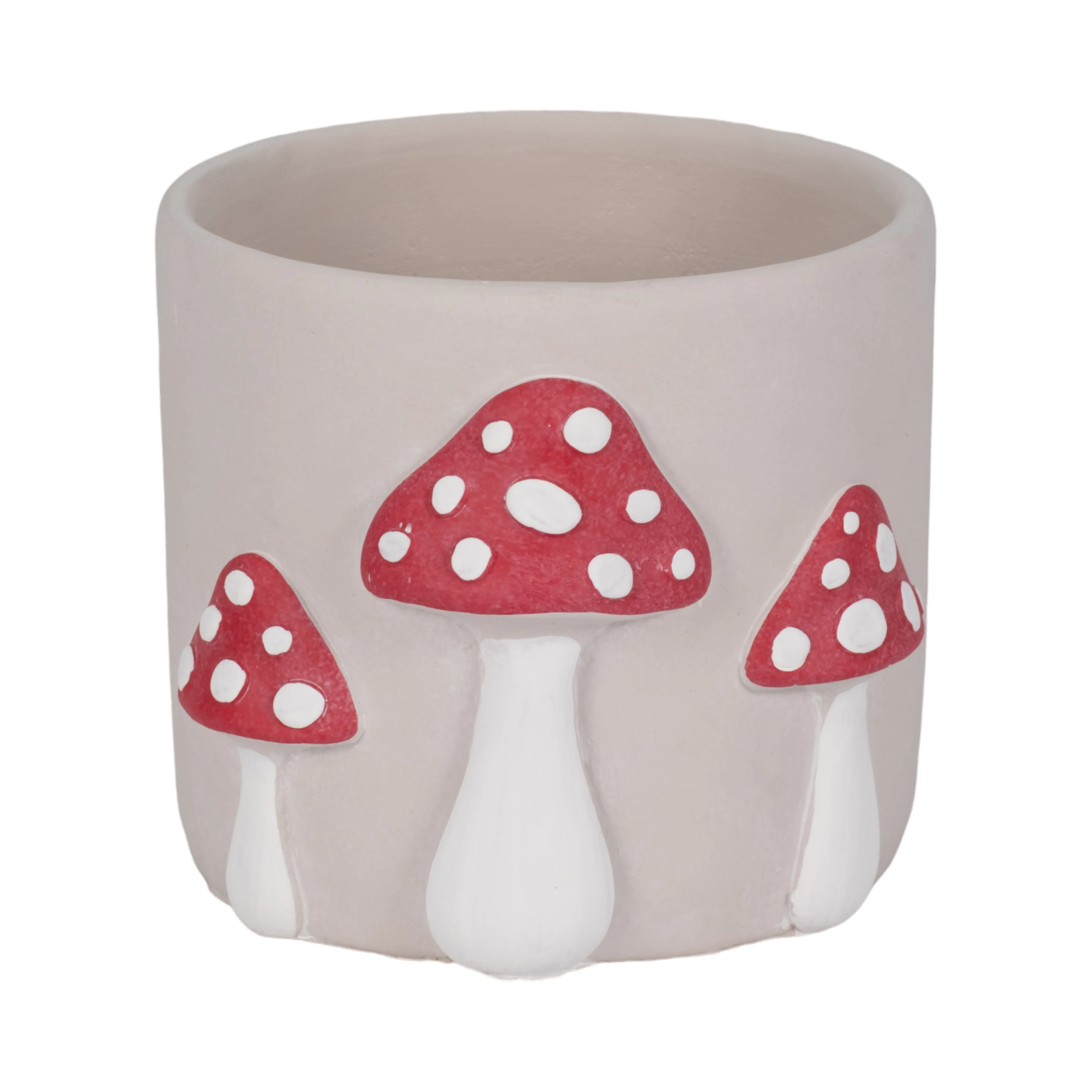 8" Magic Mushroom Applique Planter, Red/white - Image 10