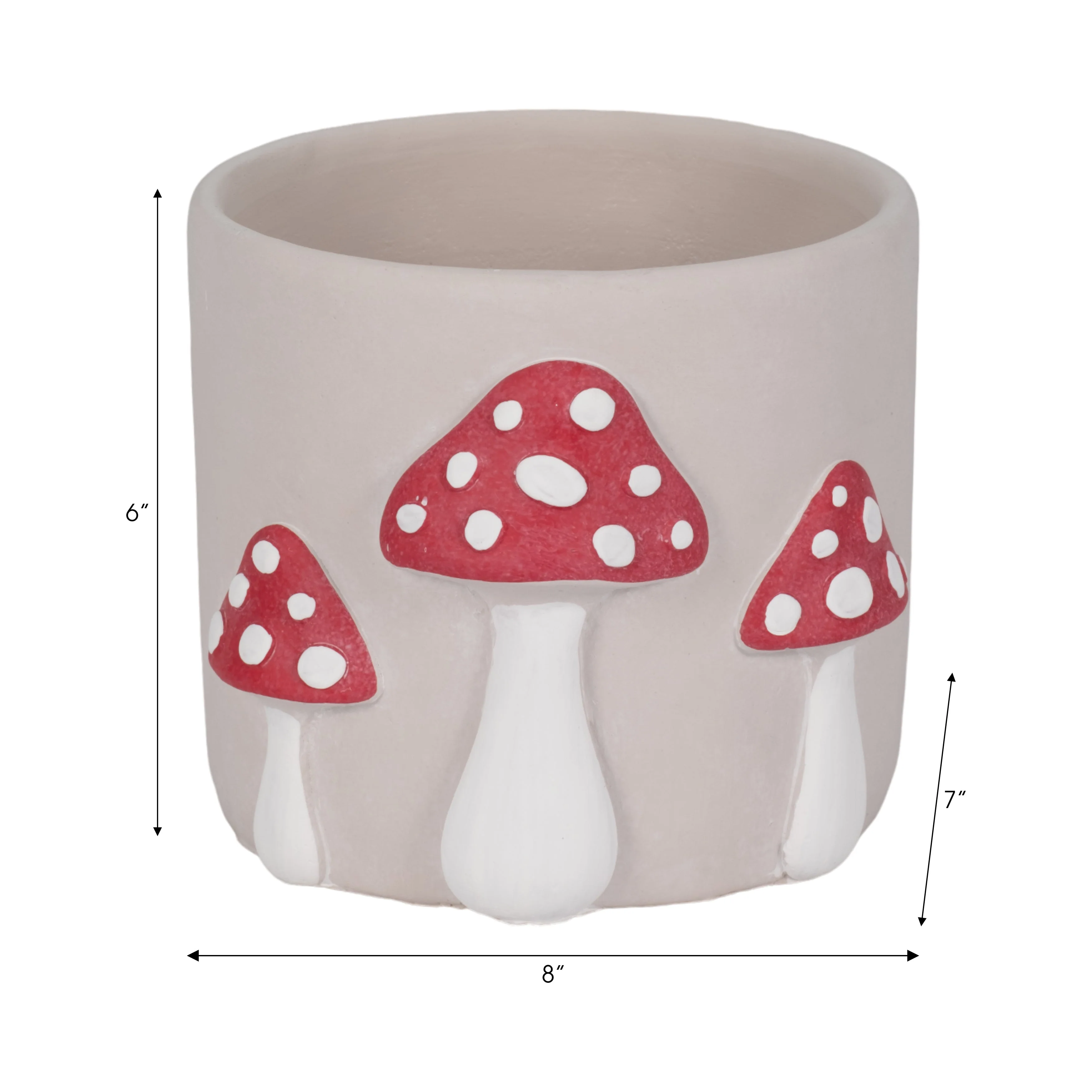 8" Magic Mushroom Applique Planter, Red/white - Image 9