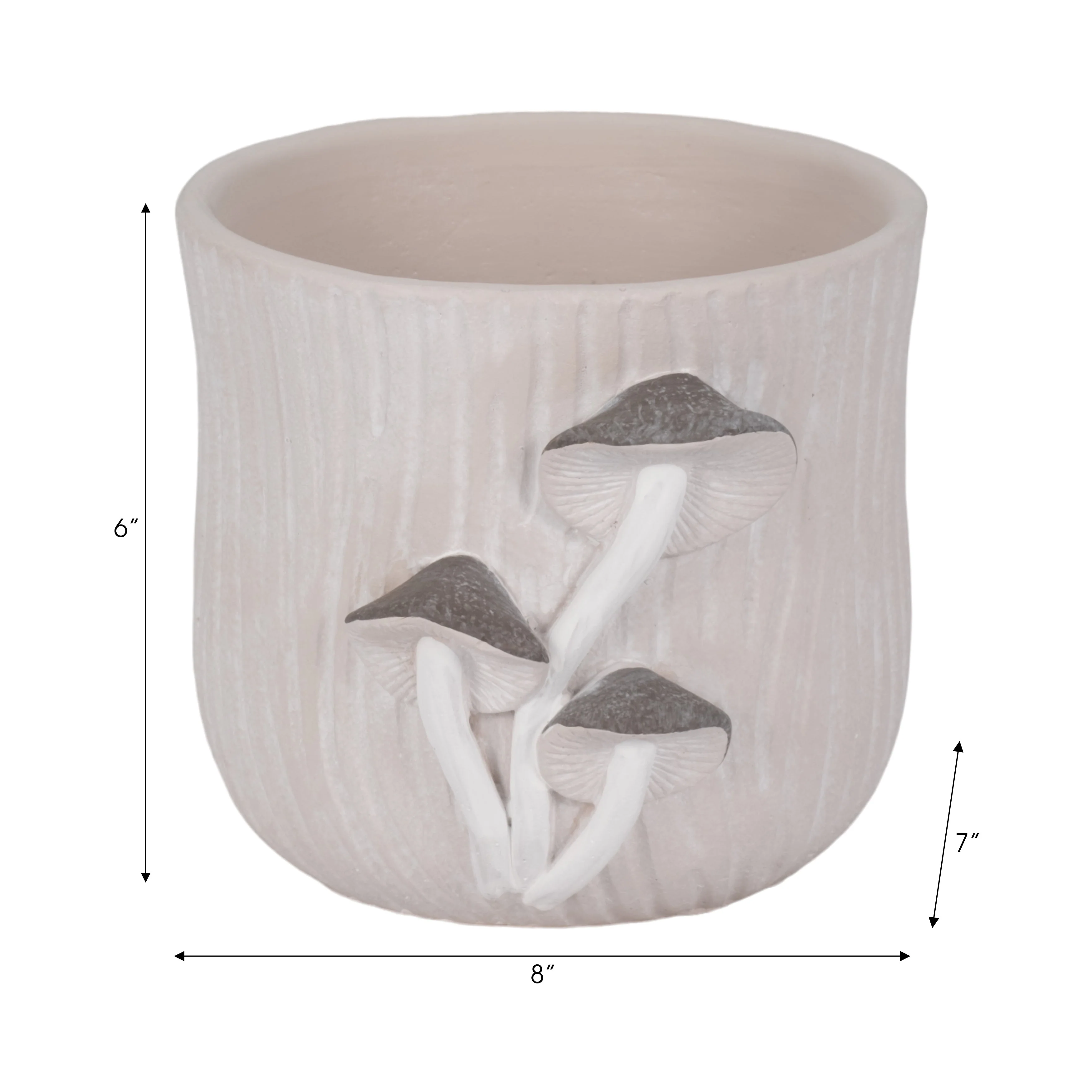 8" Mushroom Applique Planter, Grey - Image 18