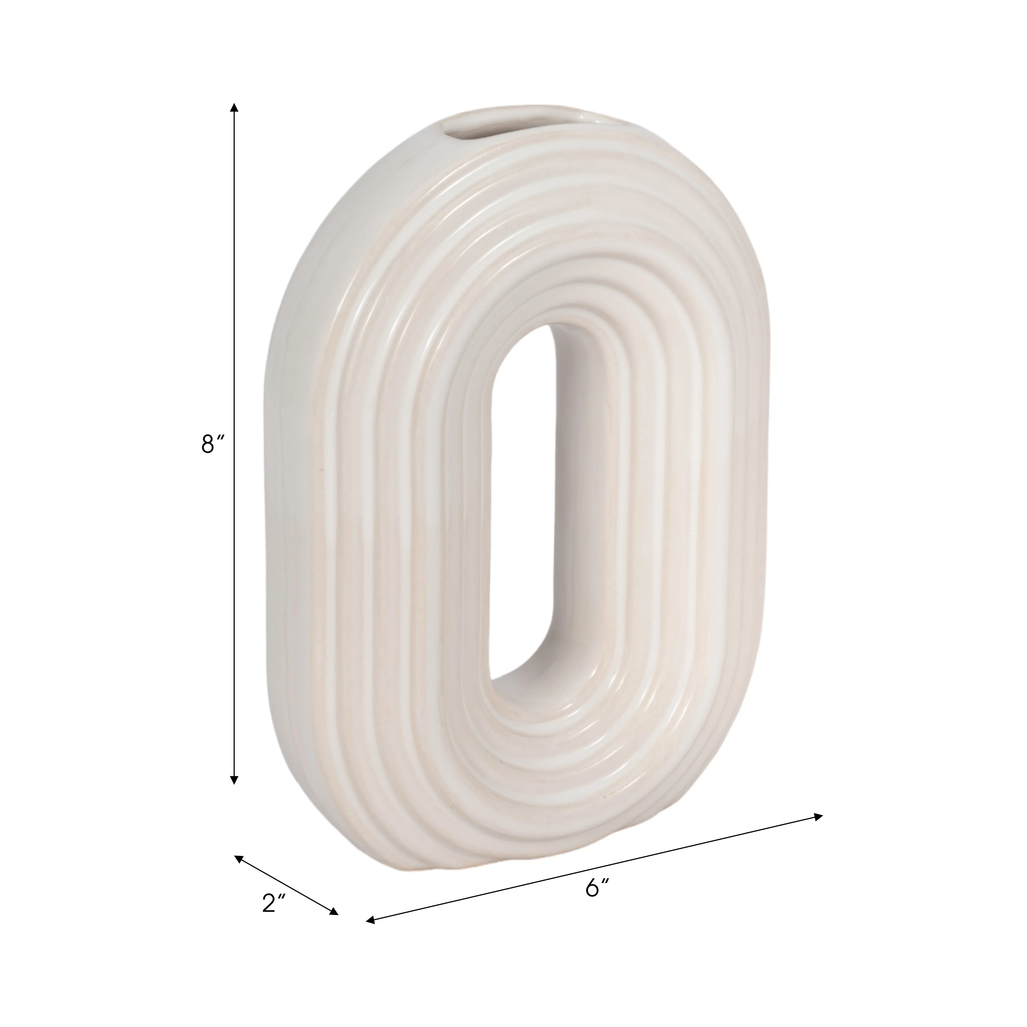 8" Oval Arch Vase, Ivory - Image 8