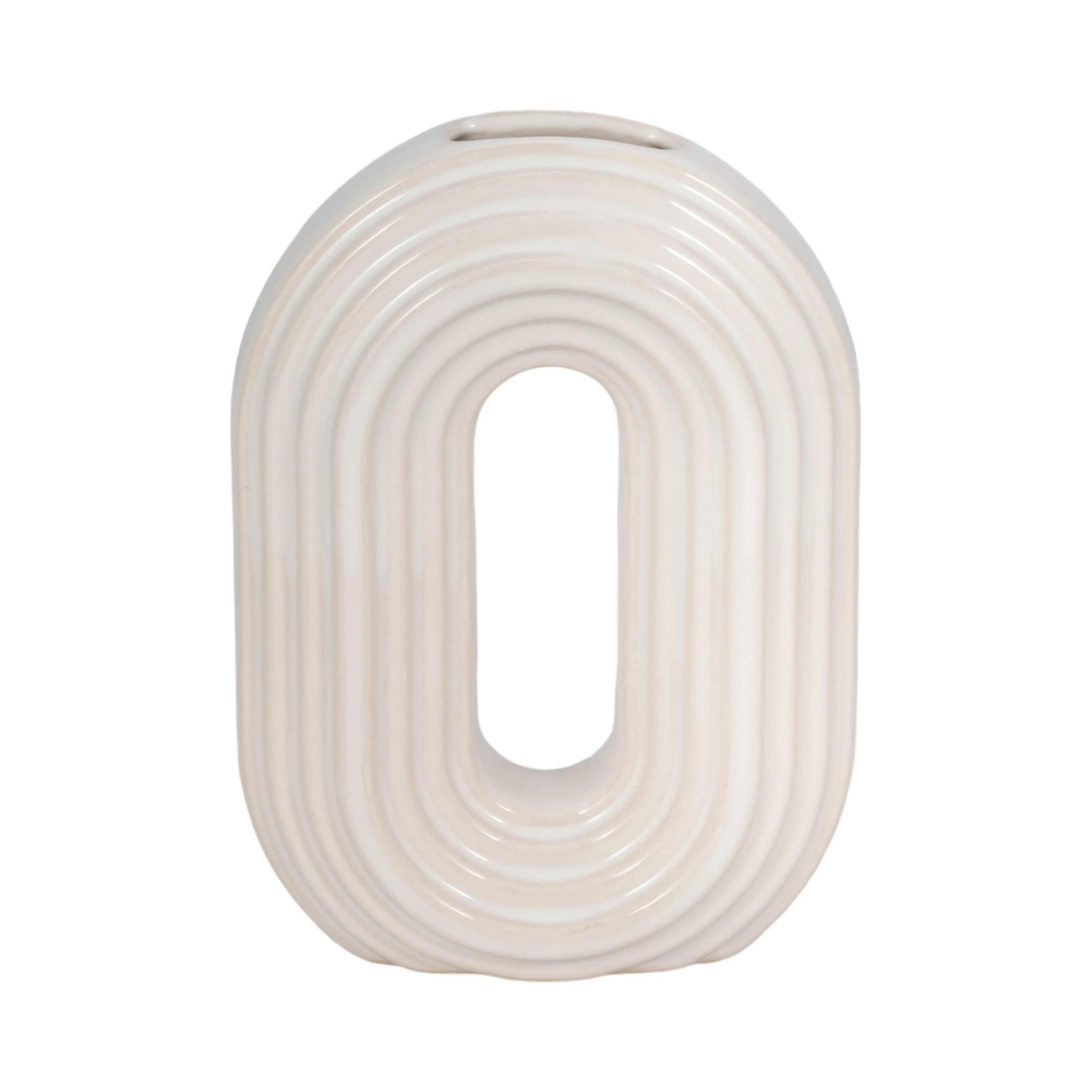 8" Oval Arch Vase, Ivory - Image 9