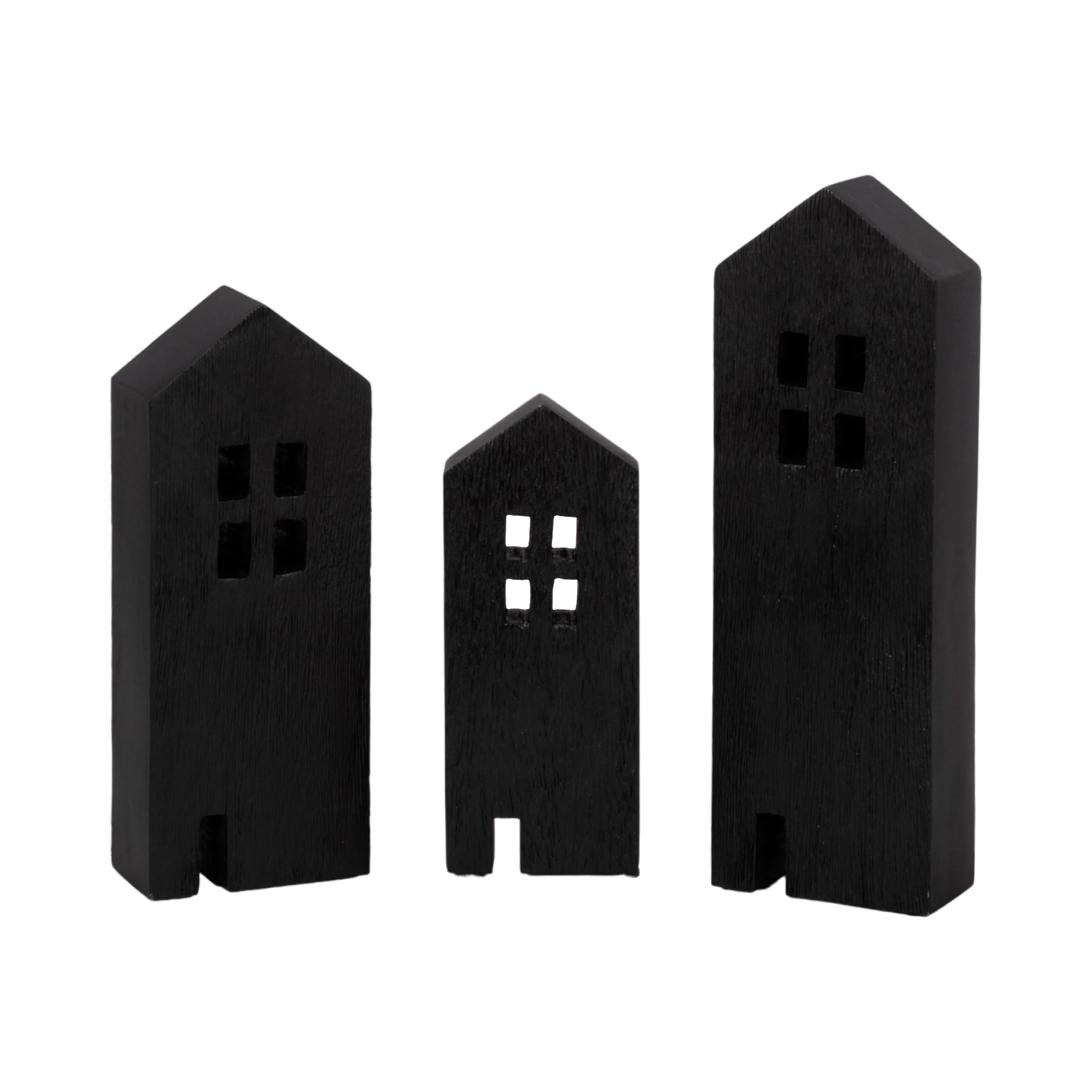 8" Wood House Decor, Black - Image 17