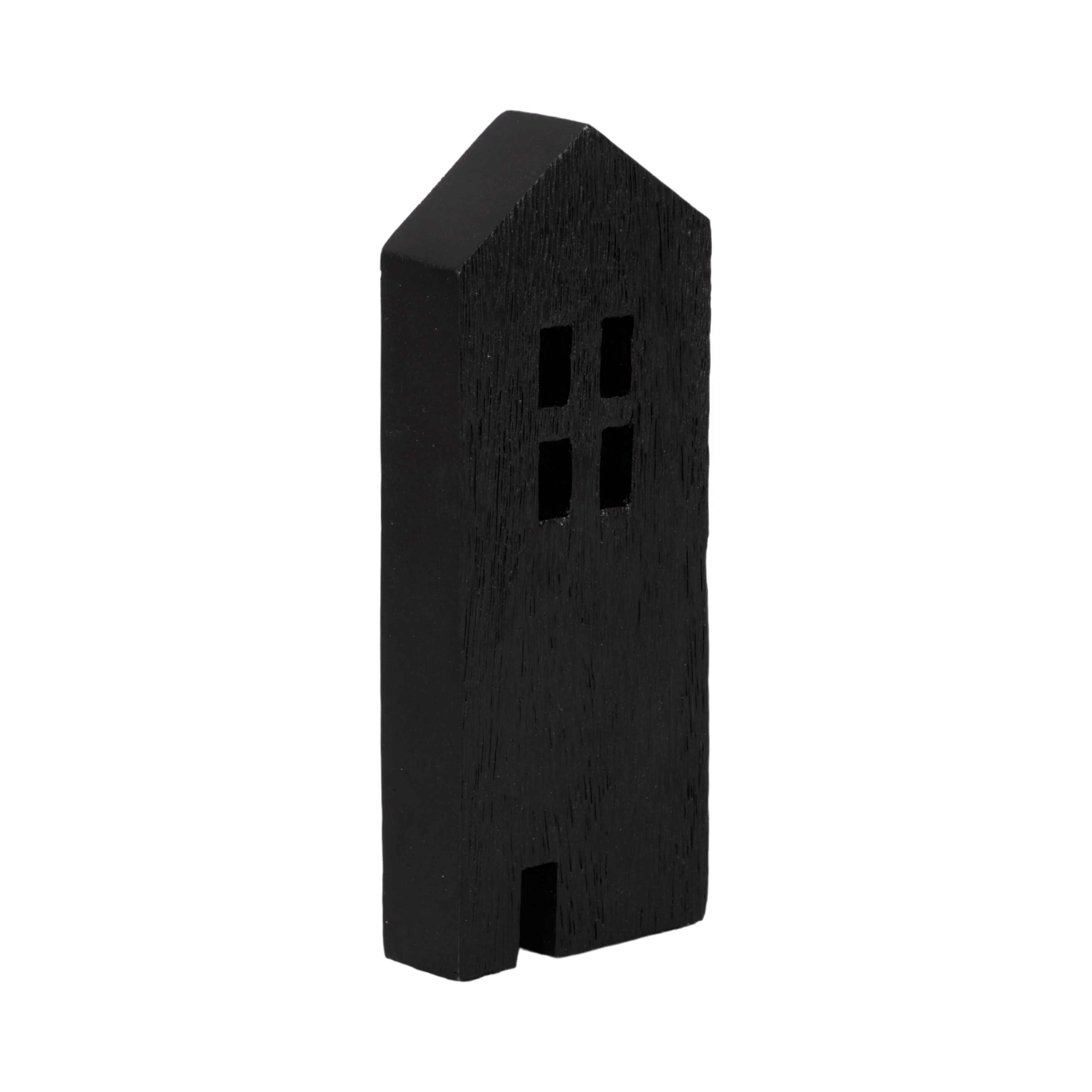 8" Wood House Decor, Black - Image 2