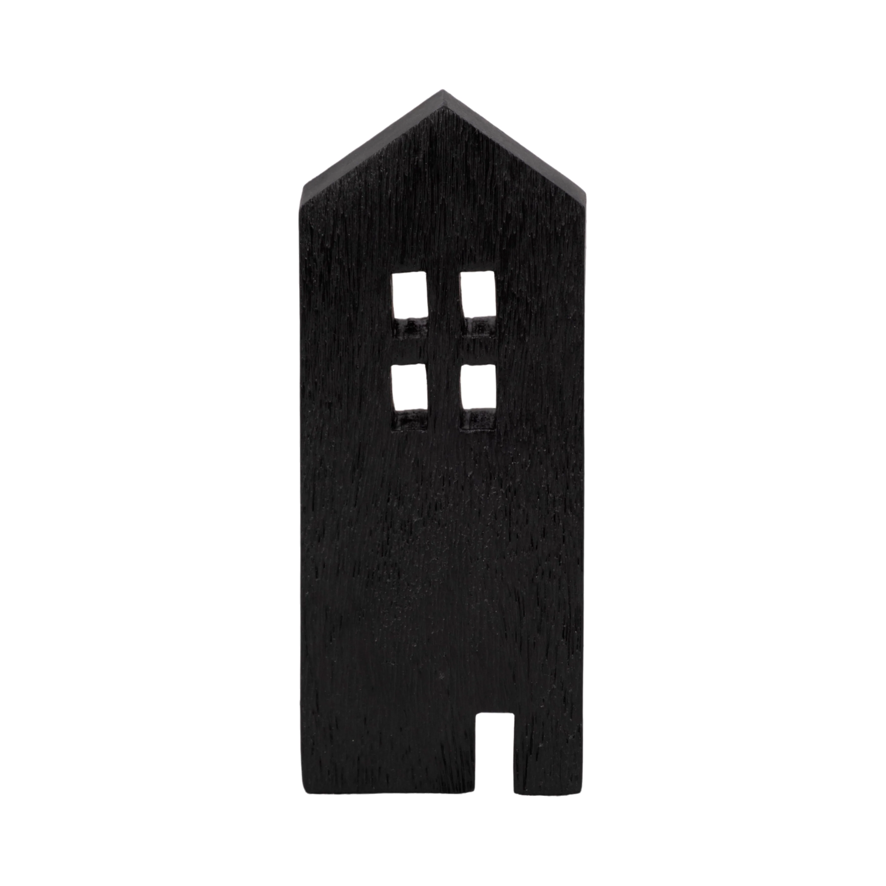 8" Wood House Decor, Black - Image 4