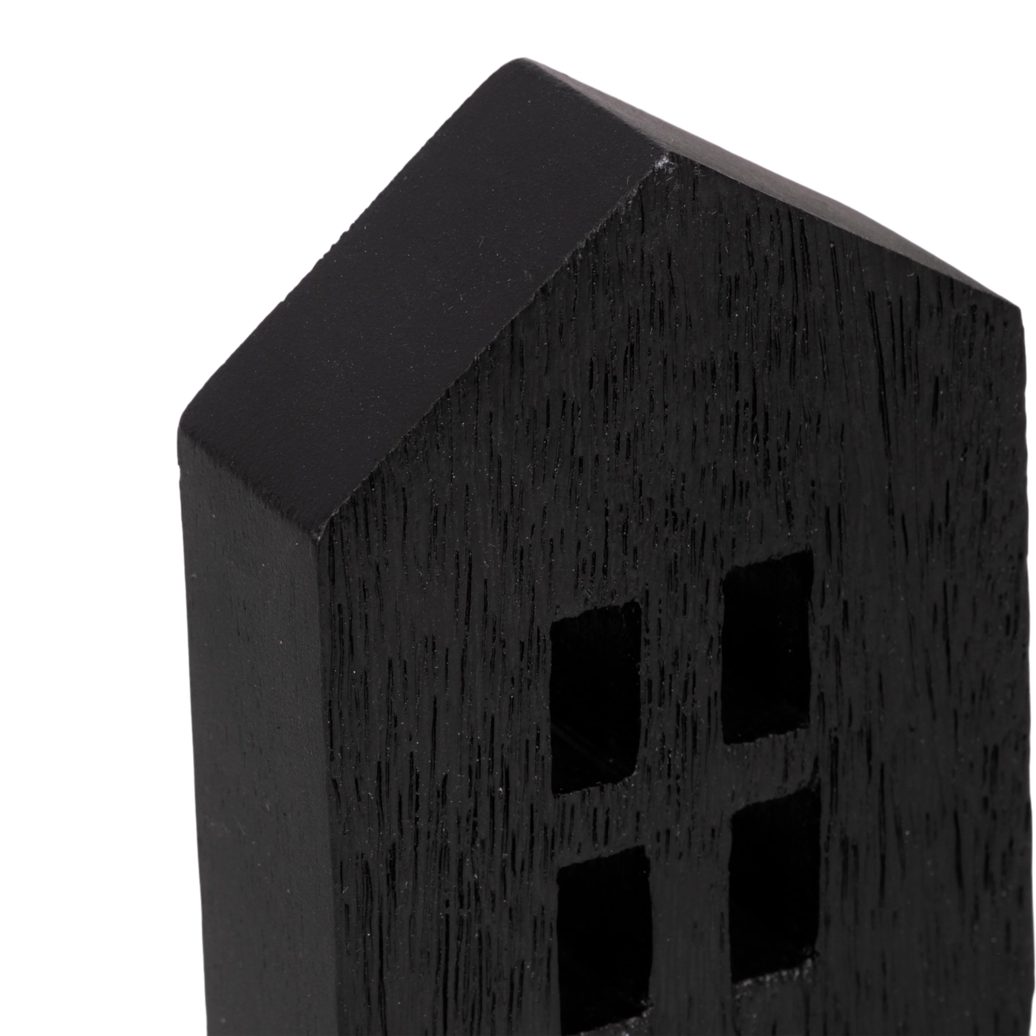 8" Wood House Decor, Black - Image 5