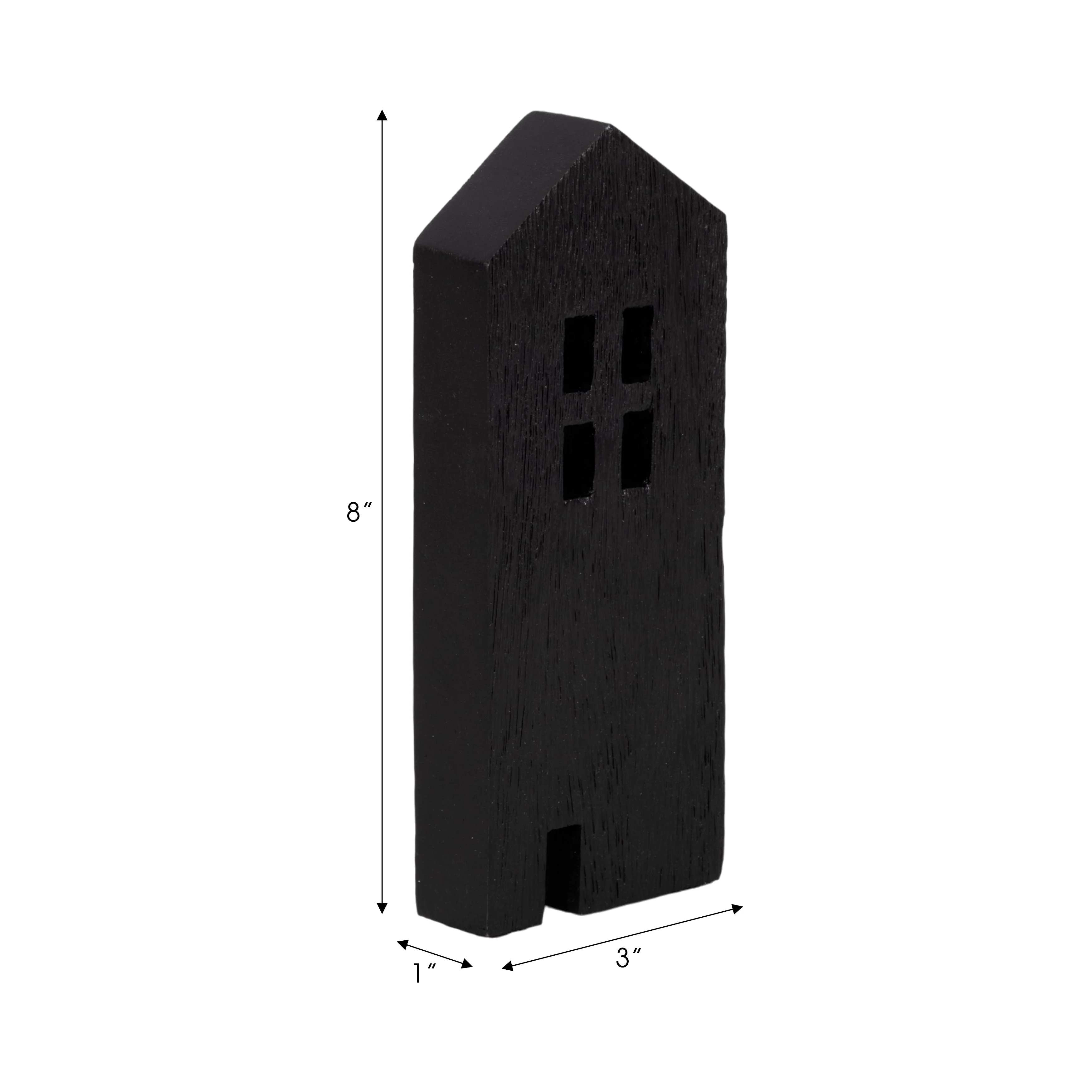 8" Wood House Decor, Black - Image 9