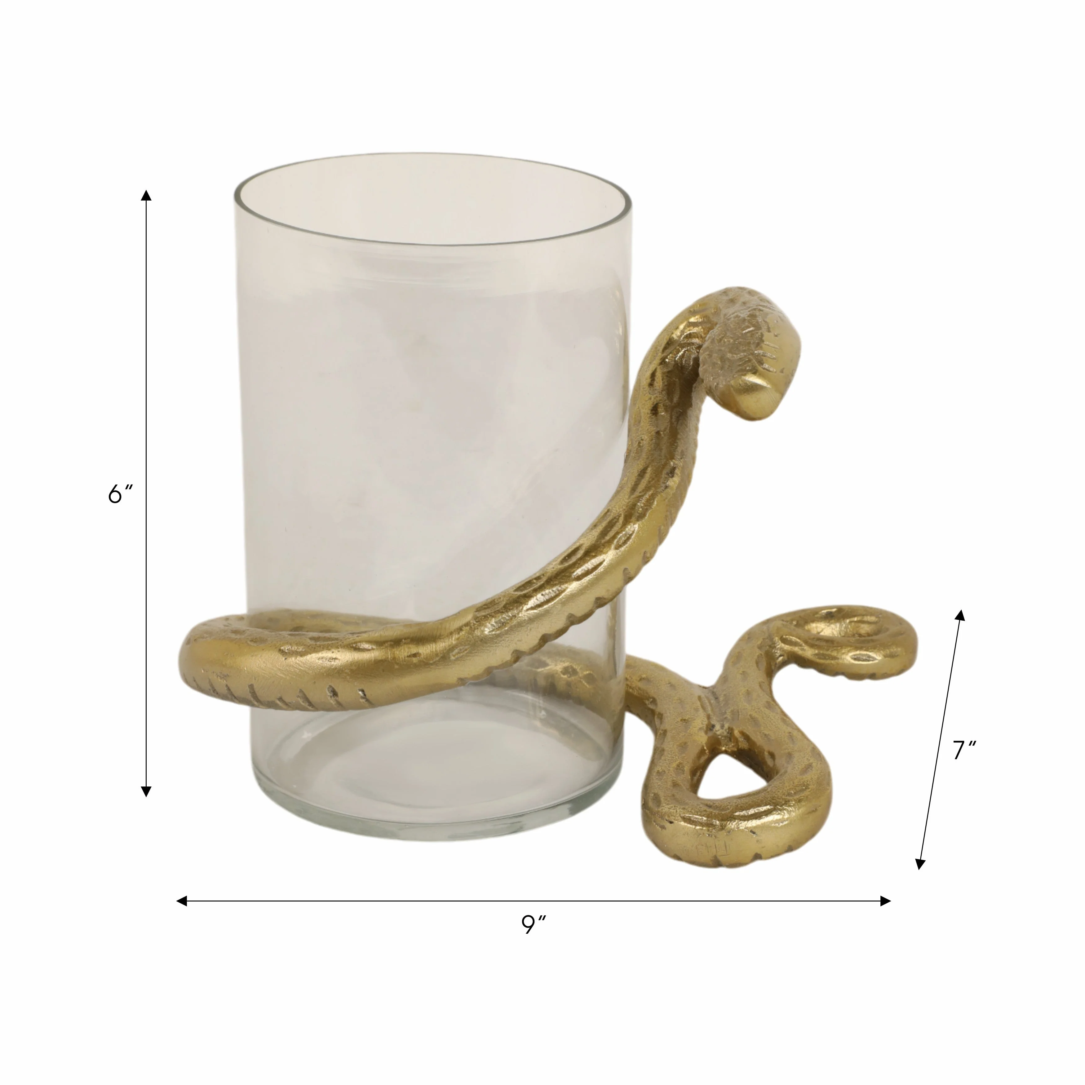 9" Snake Around Pillar Holder, Gold - Image 10