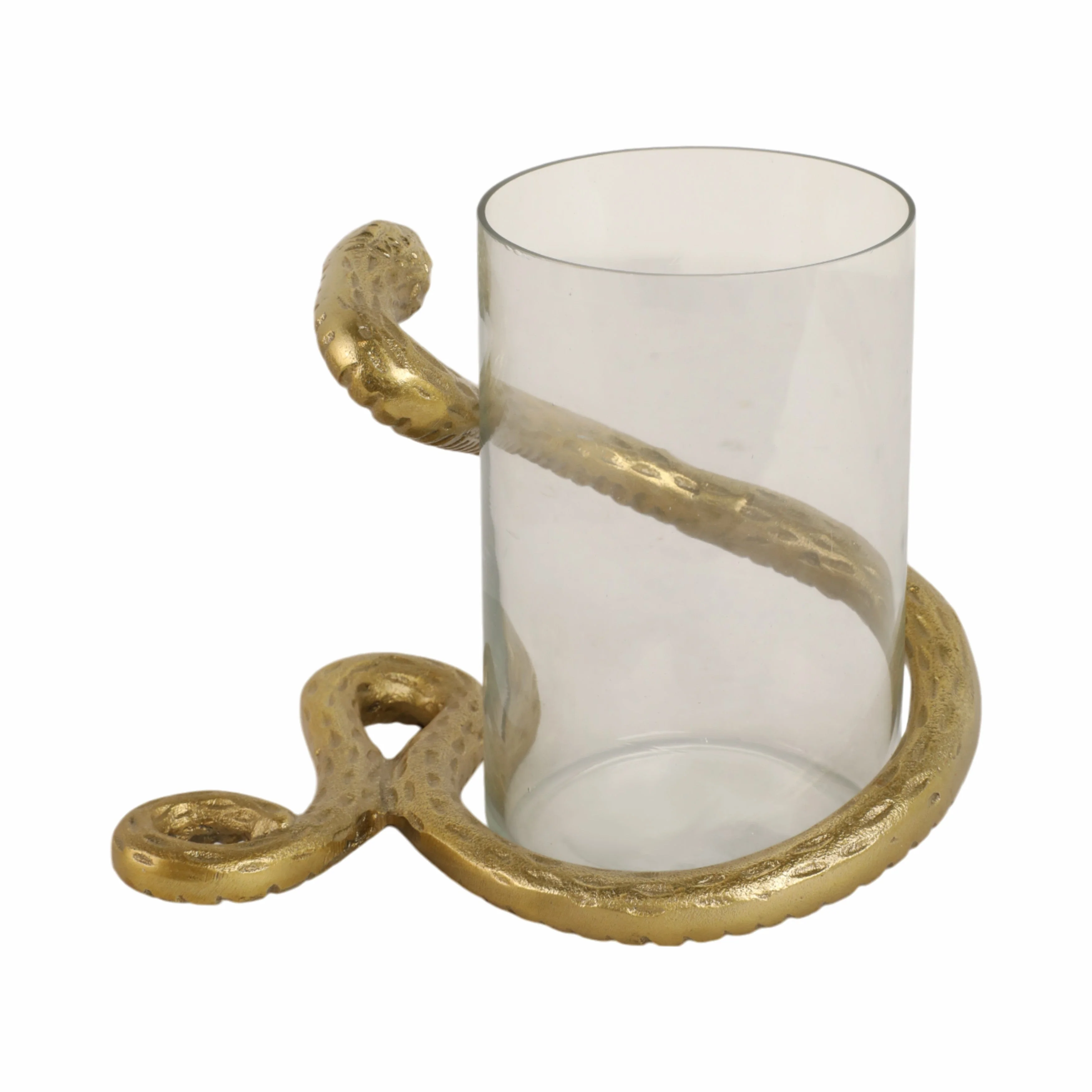 9" Snake Around Pillar Holder, Gold - Image 6