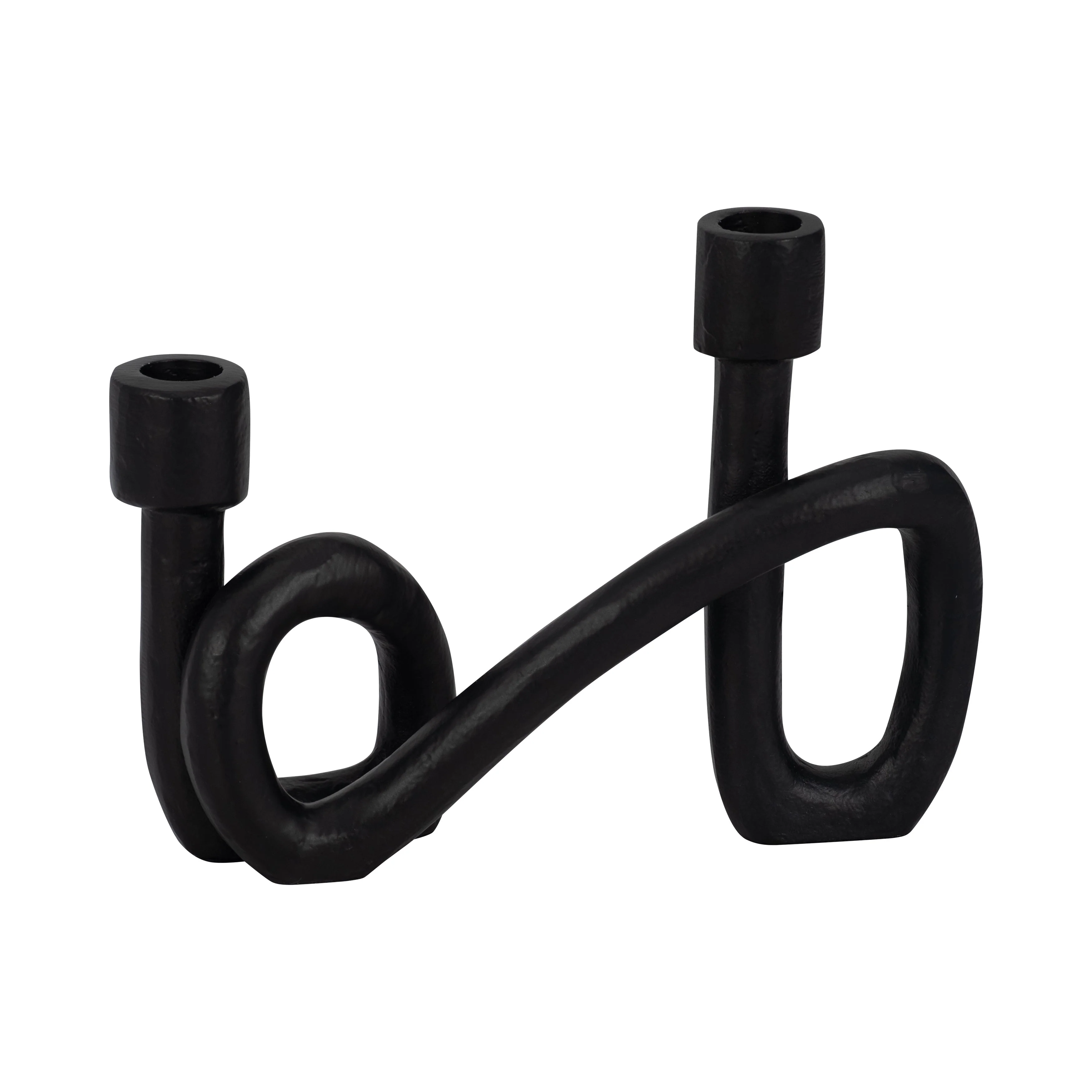 9" Swirled 2 Taper Candleholder, Black - Image 5