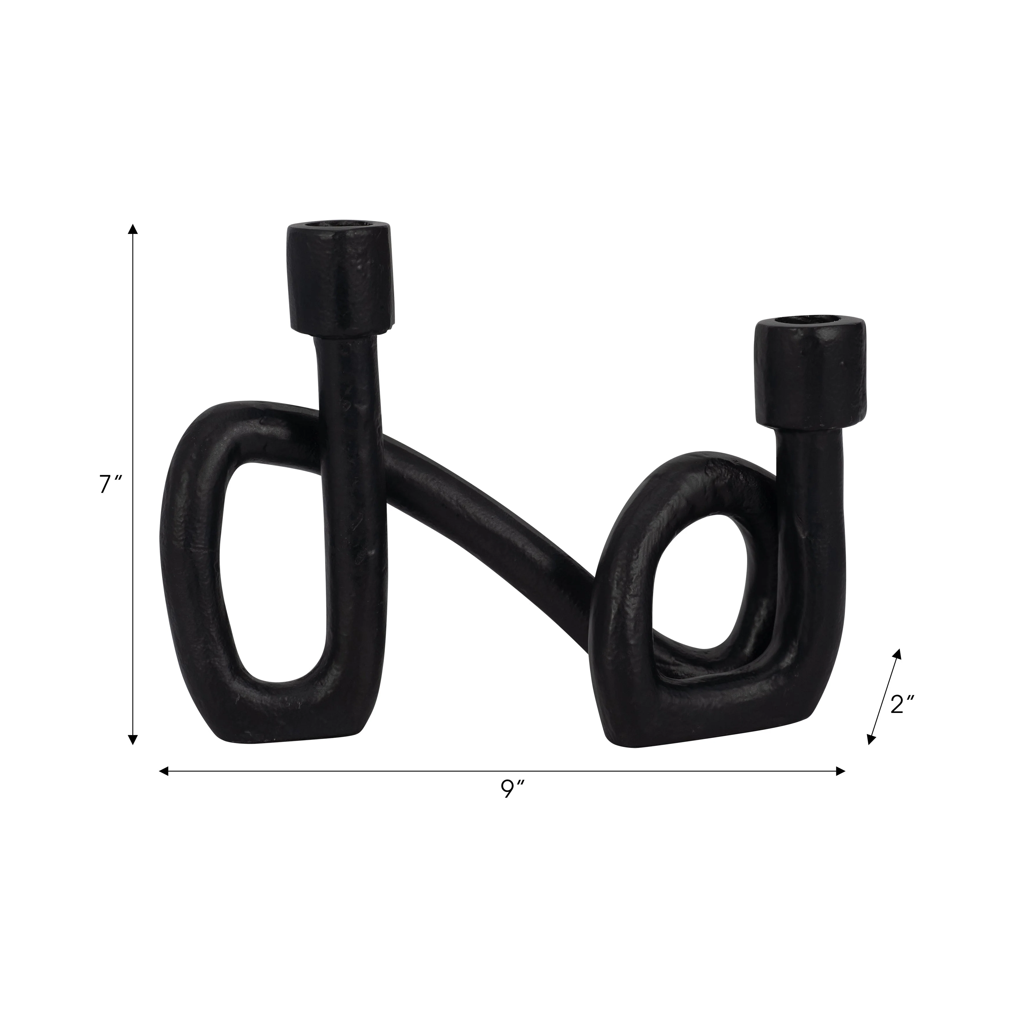 9" Swirled 2 Taper Candleholder, Black - Image 9