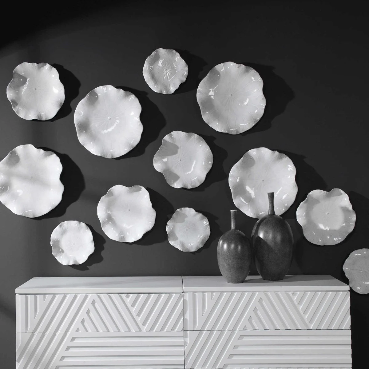 Abella Ceramic Wall Decor, S/3, White - Image 2