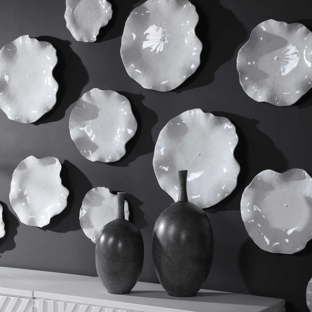 Abella Ceramic Wall Decor, S/3, White - Image 4