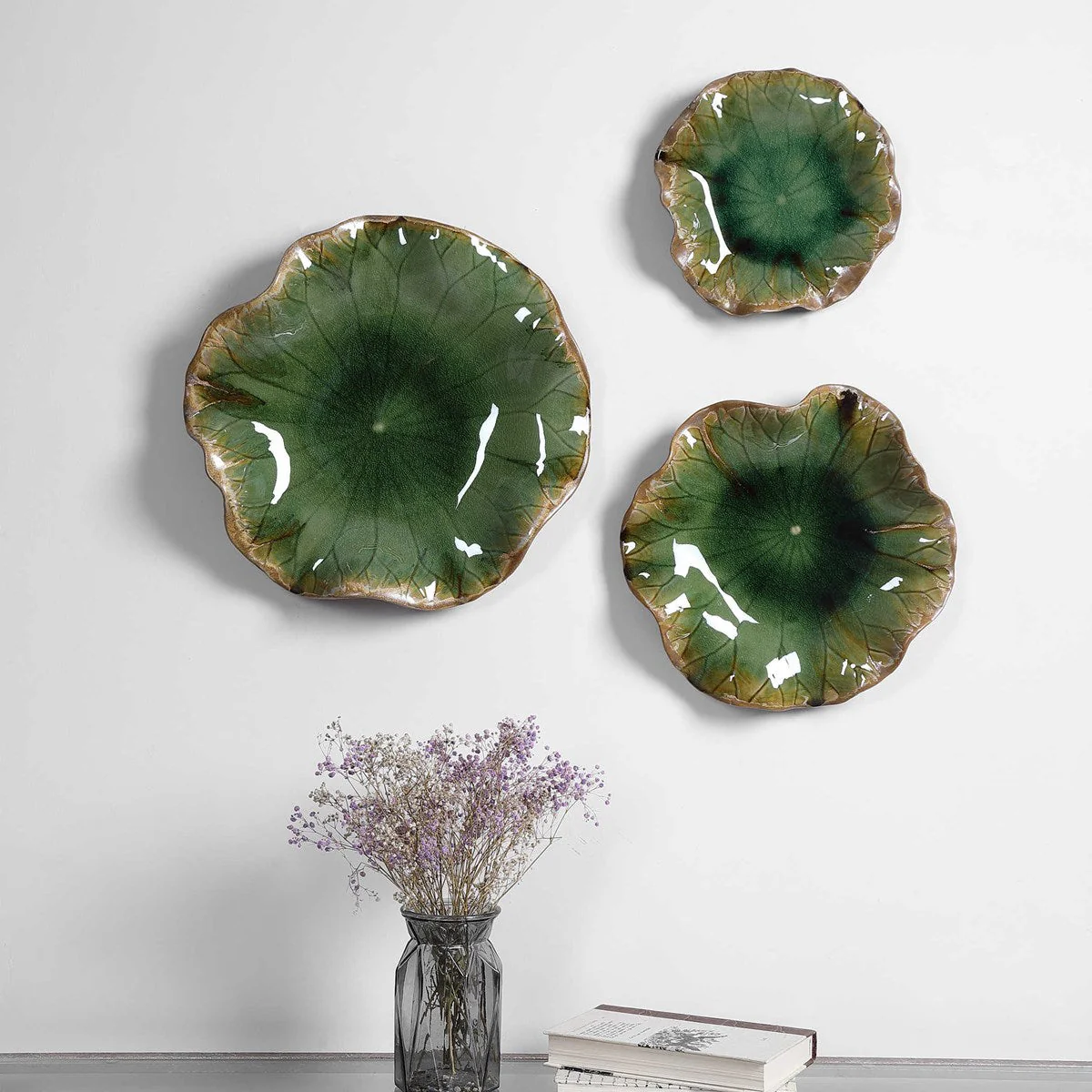 Abella Green Ceramic Wall Decor, S/3 - Image 2