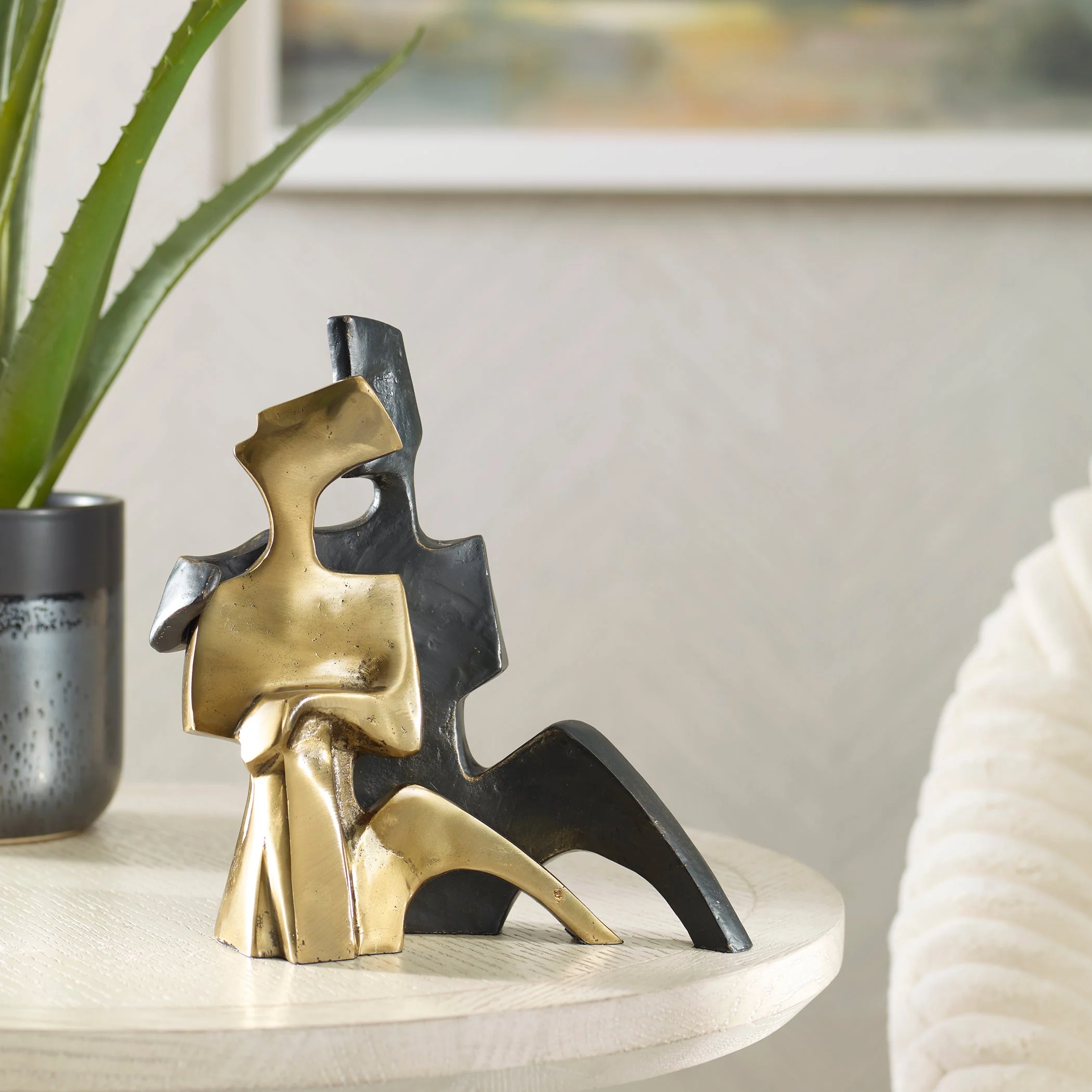Affection Bronze Gold Sculpture, S/2 - Image 3