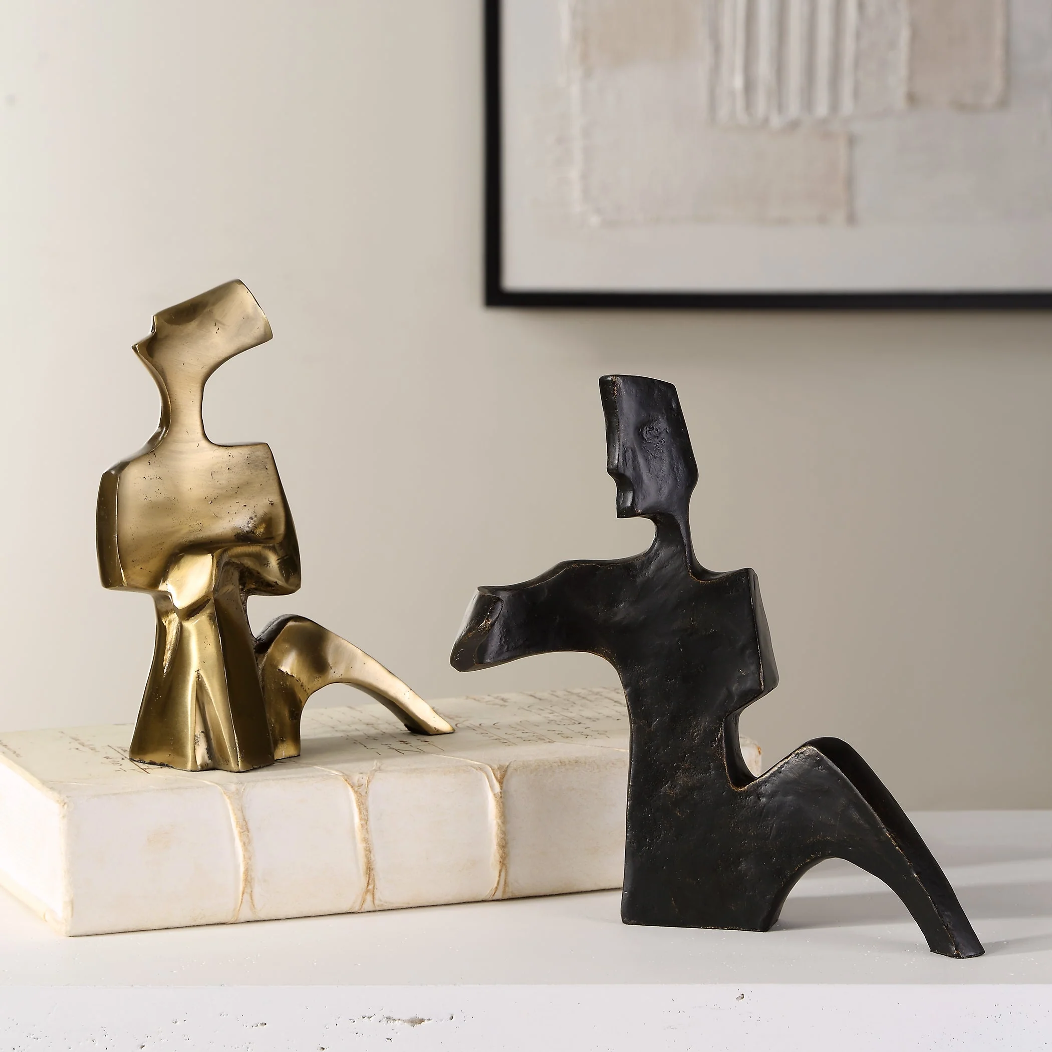 Affection Bronze Gold Sculpture, S/2 - Image 5