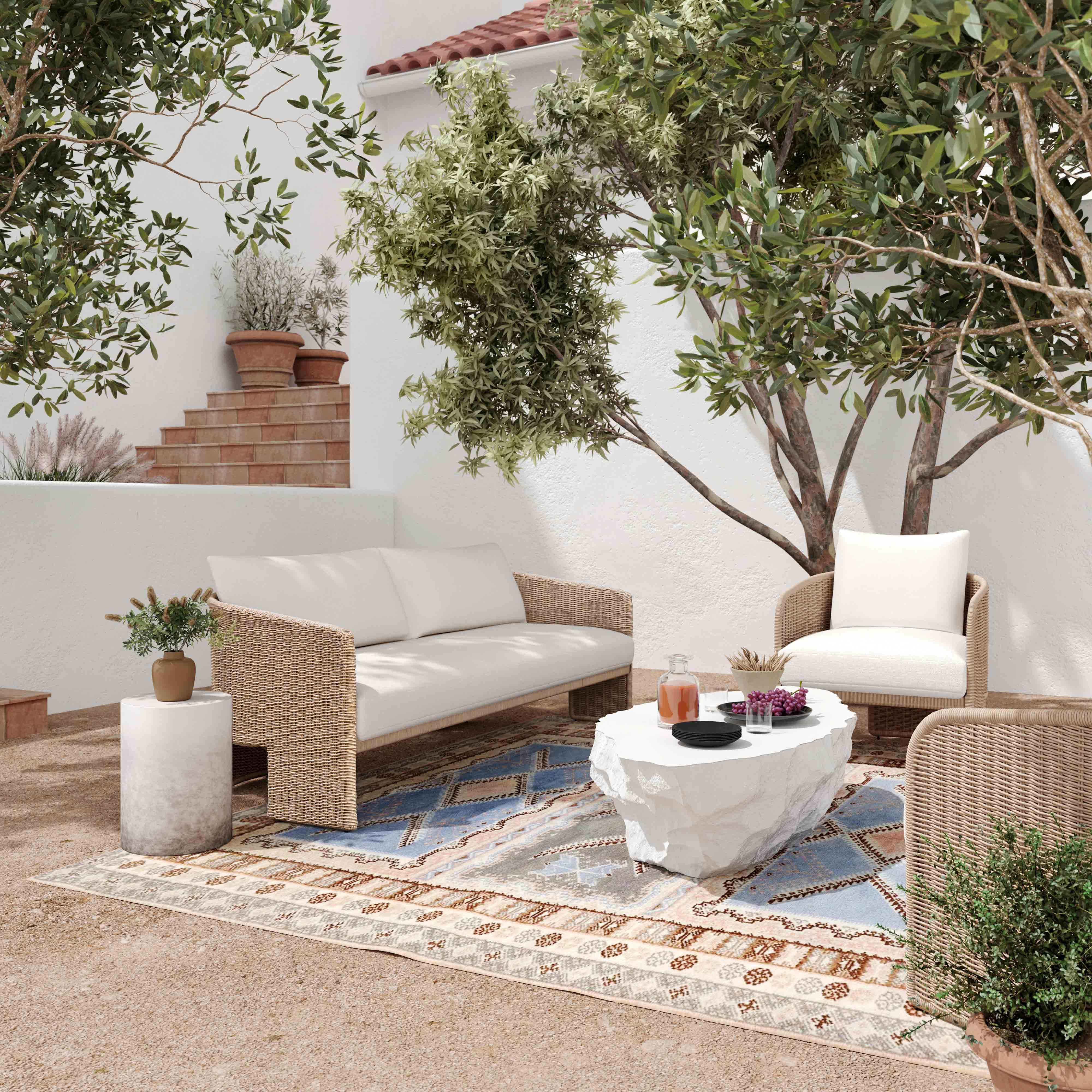 Alexa Cream Performance Fabric Outdoor Armchair - Image 2