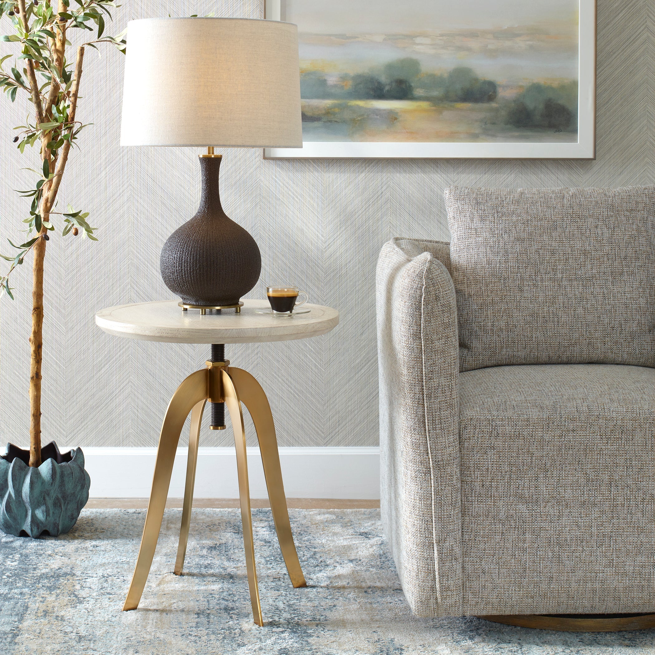 Alice Oak Adjustable Accent Table - Image 3