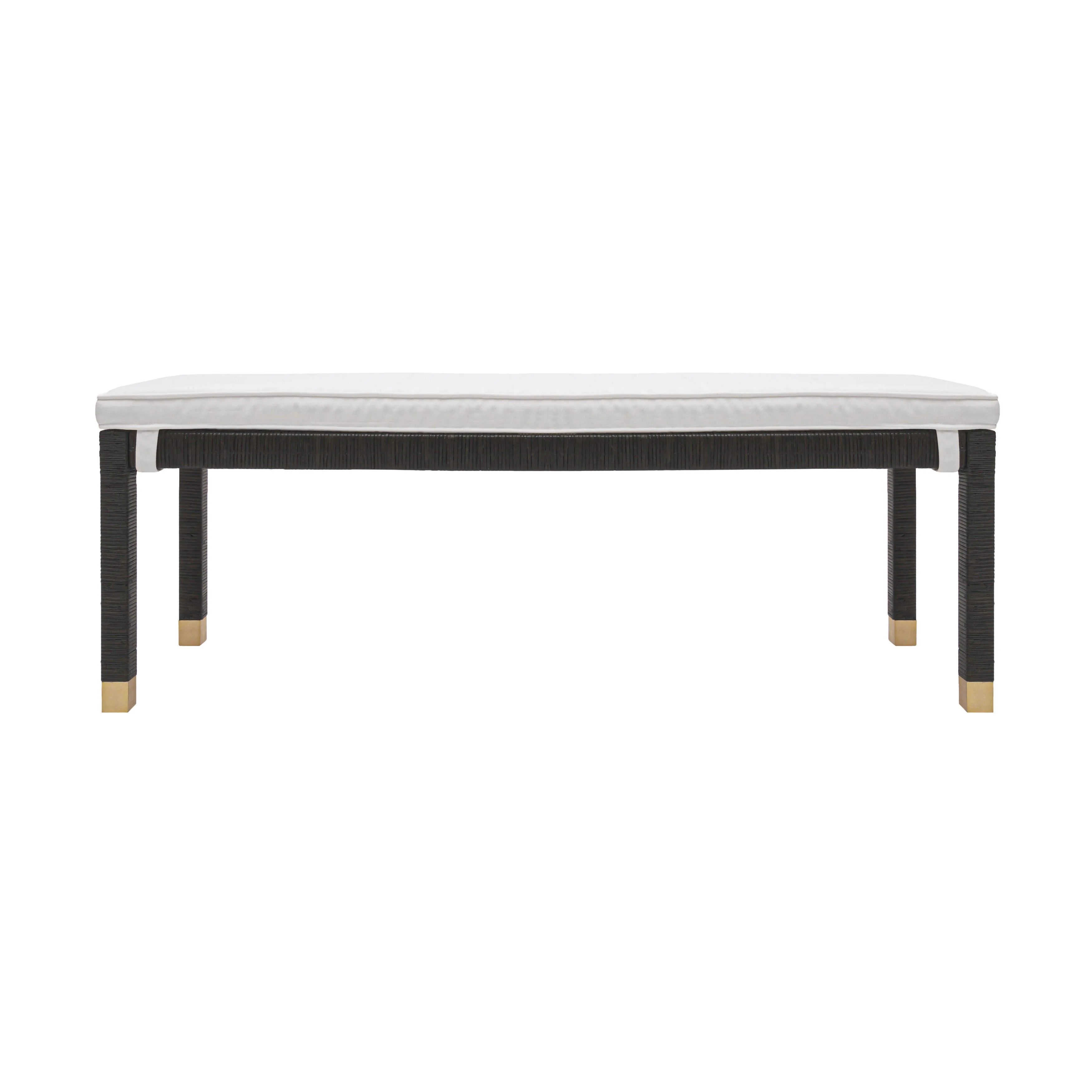Amara Charcoal Woven Rattan Performance Fabric Bench - Image 3