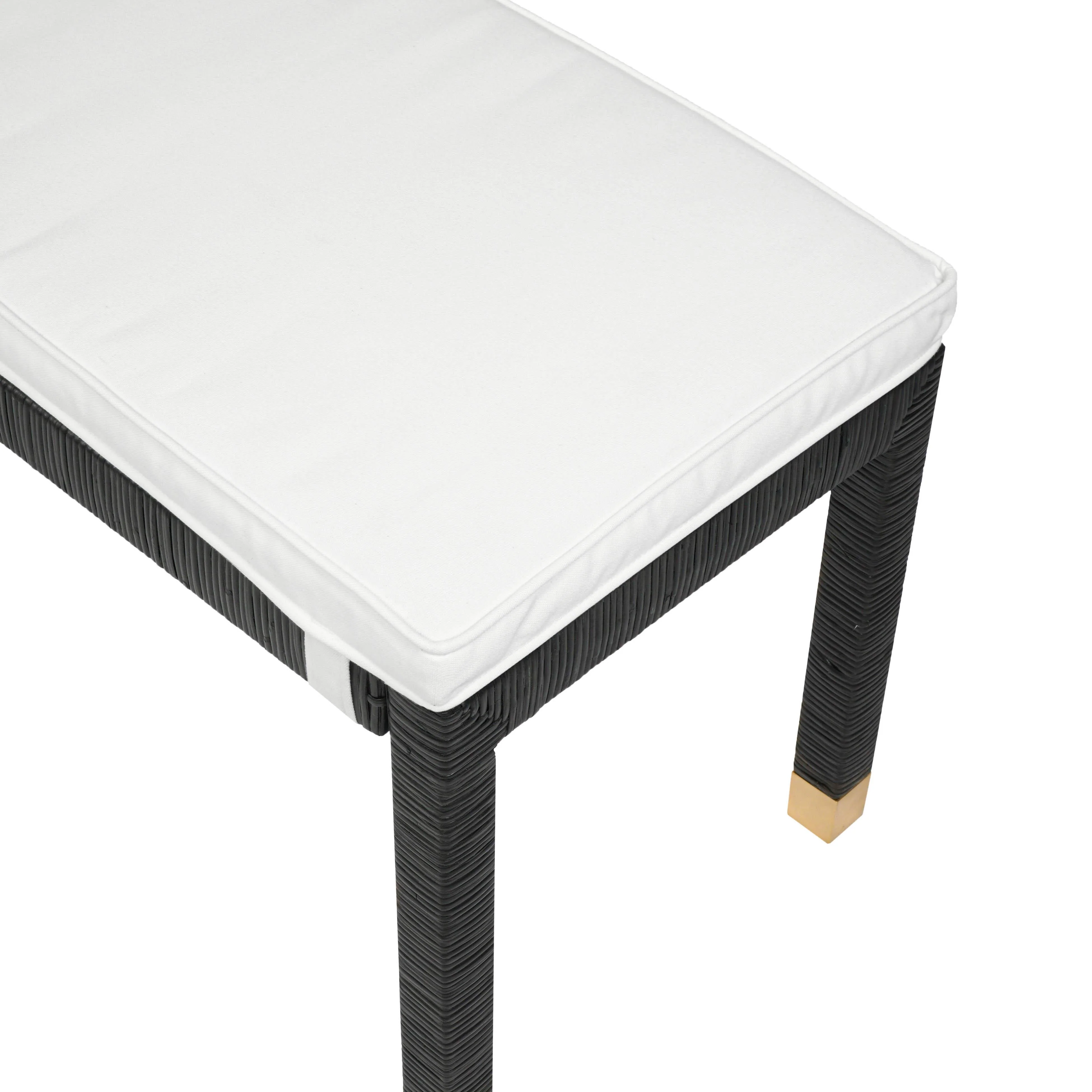 Amara Charcoal Woven Rattan Performance Fabric Bench - Image 4