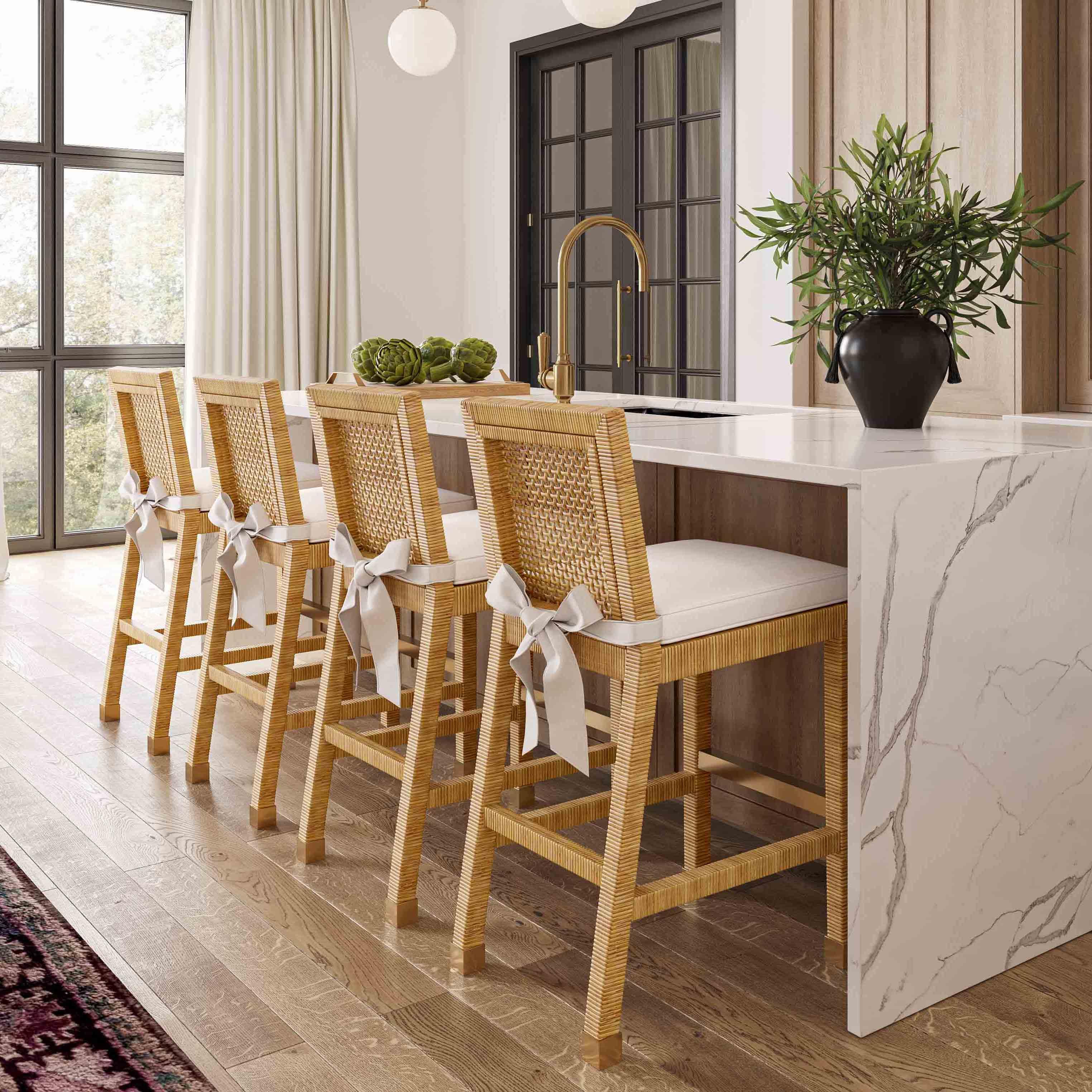 Amara Rattan Performance Fabric Bar Stool - Image 2