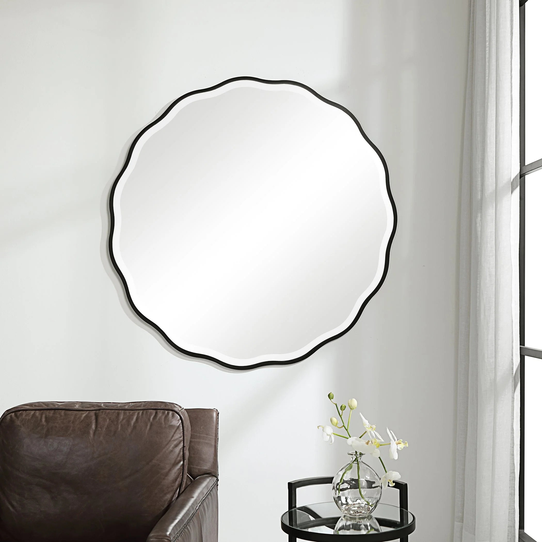 Aneta Black Round Mirror - Image 3