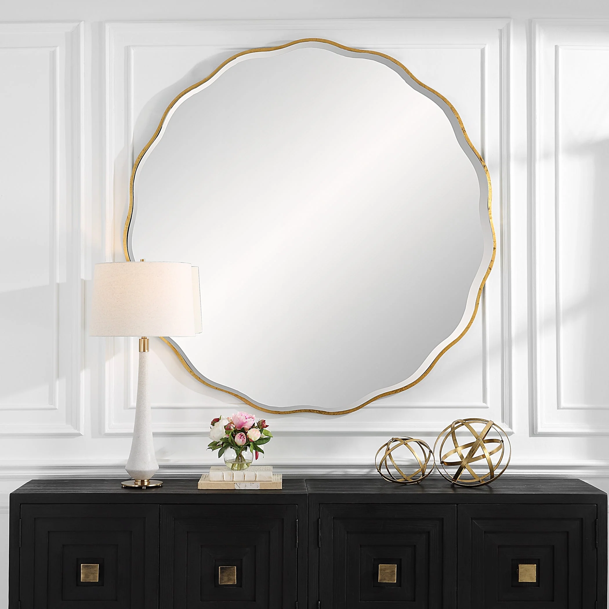 Aneta Large Gold Round Mirror - Image 7