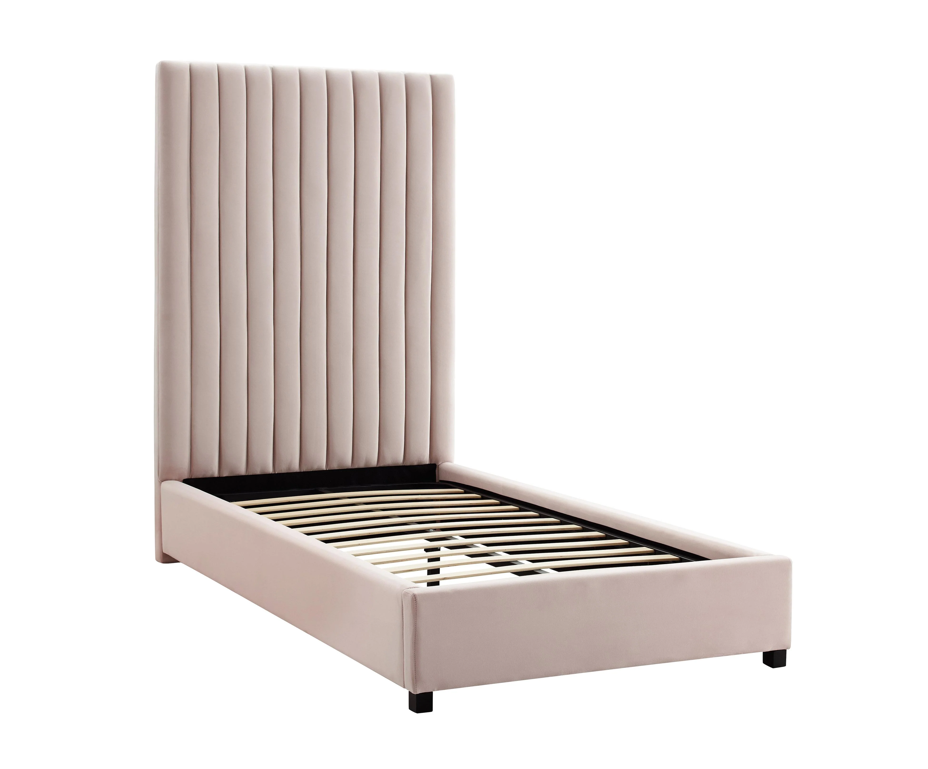Arabelle Blush Velvet Bed in Twin - Image 4