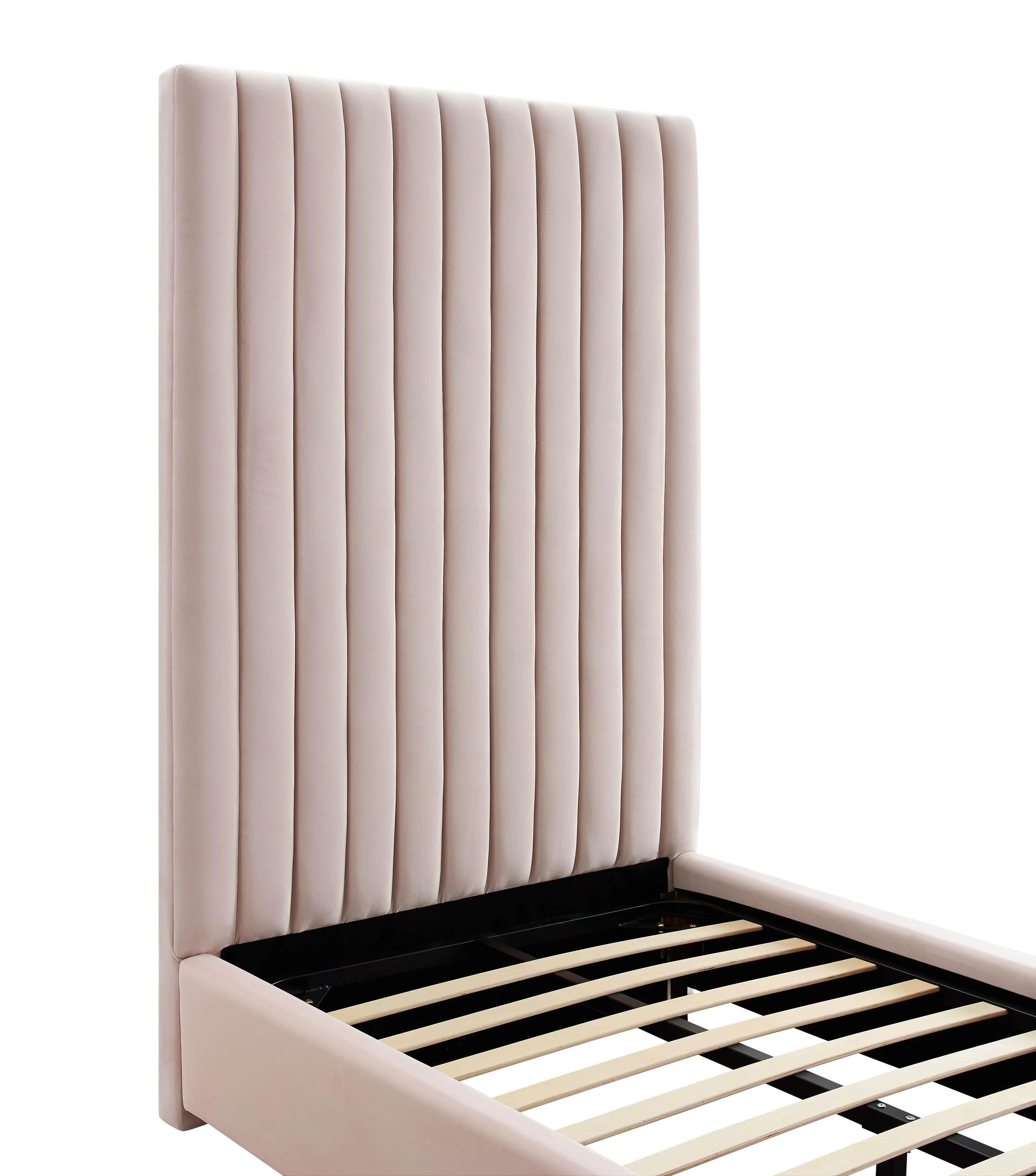 Arabelle Blush Velvet Bed in Twin - Image 5