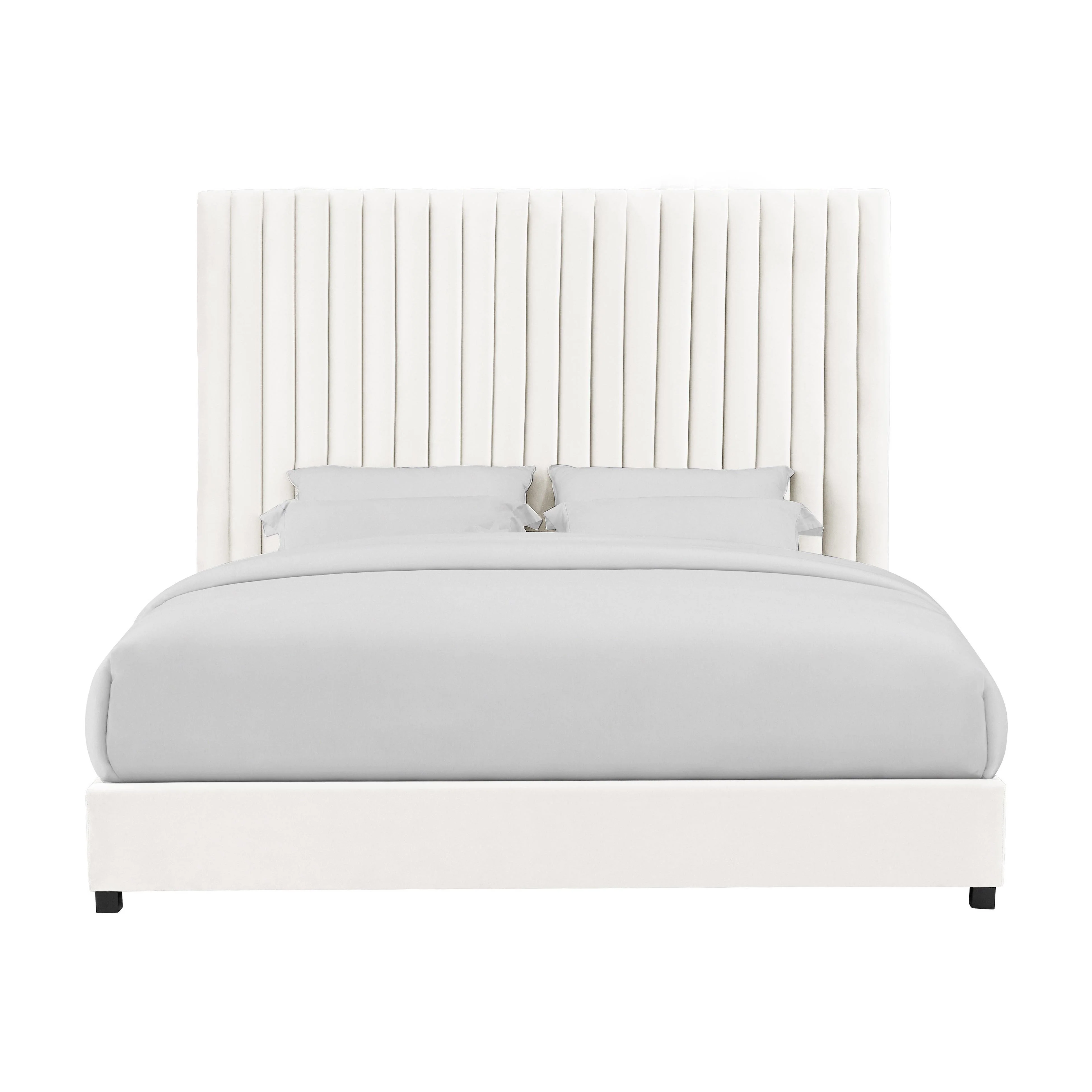 Arabelle White Velvet Bed in King - Image 3