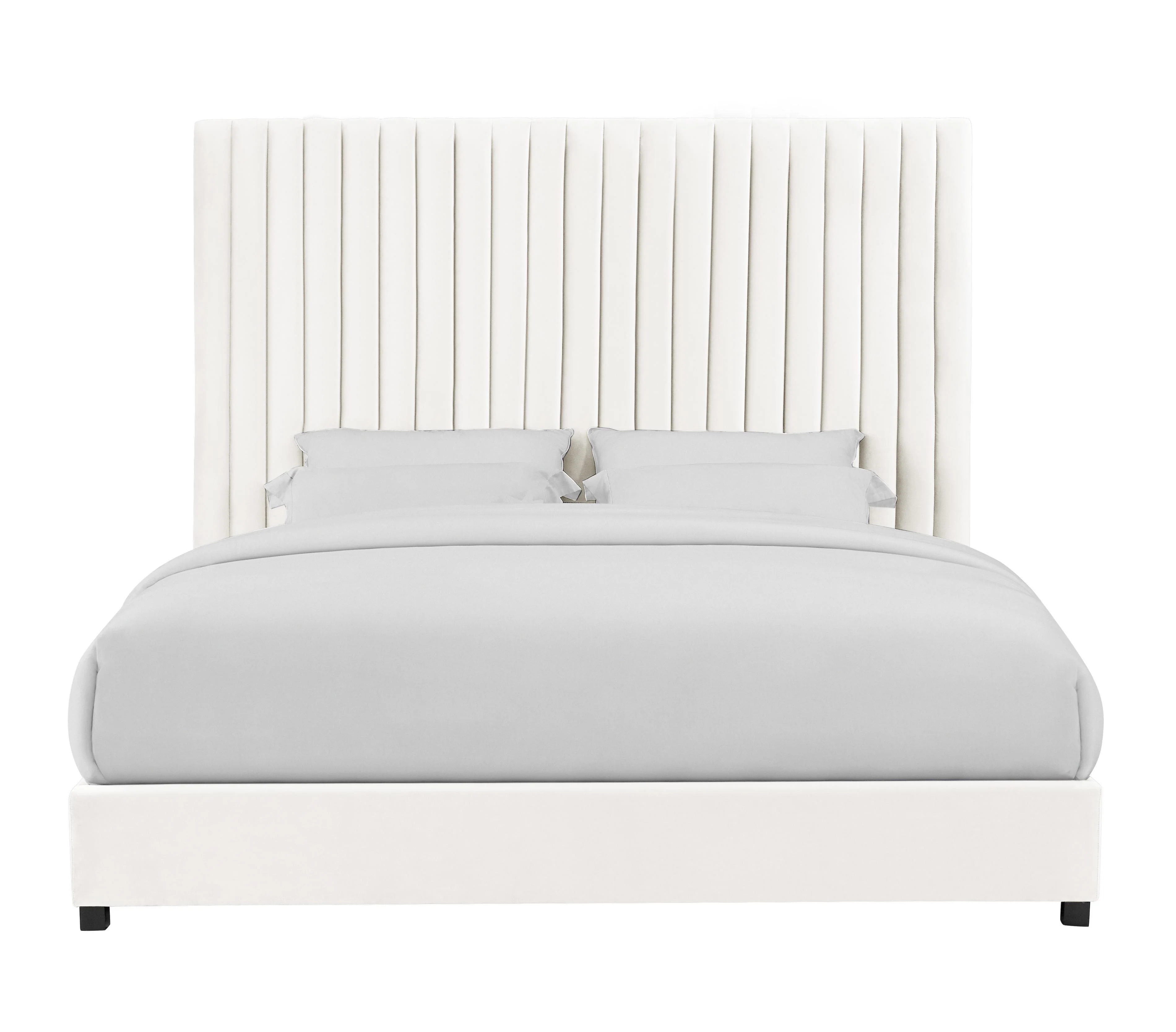 Arabelle White Velvet Bed in Queen - Image 3