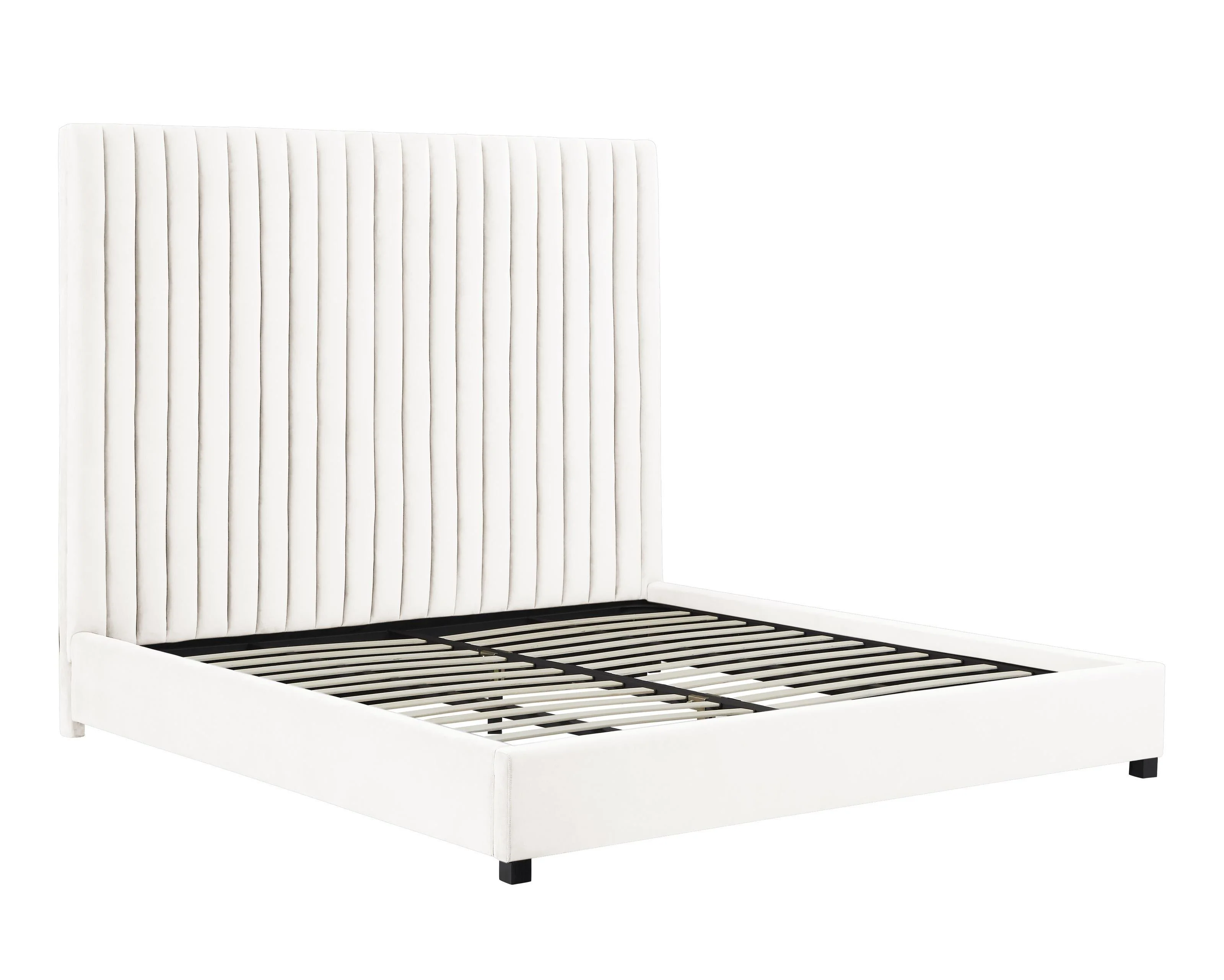 Arabelle White Velvet Bed in Queen - Image 4