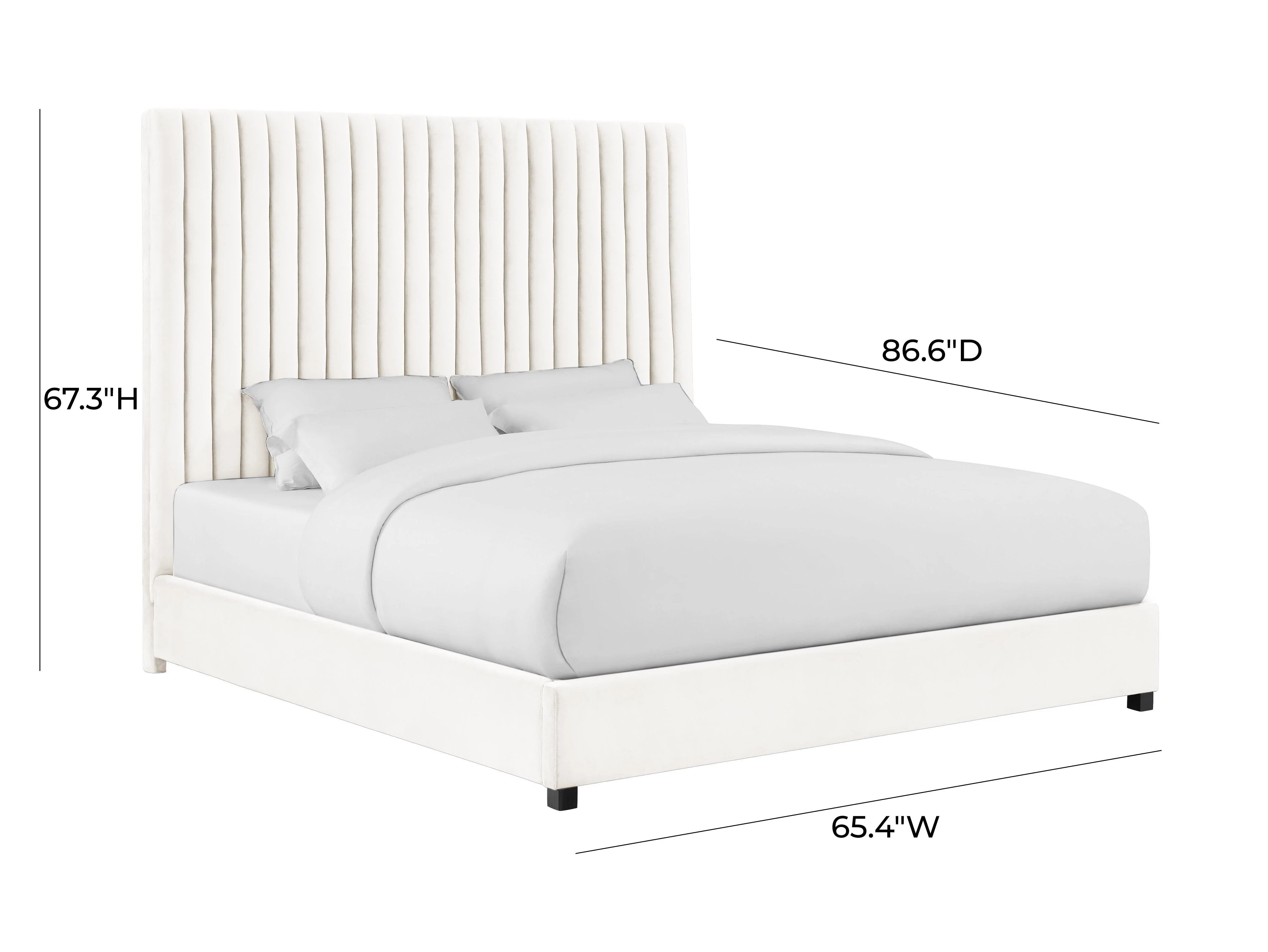 Arabelle White Velvet Bed in Queen - Image 6