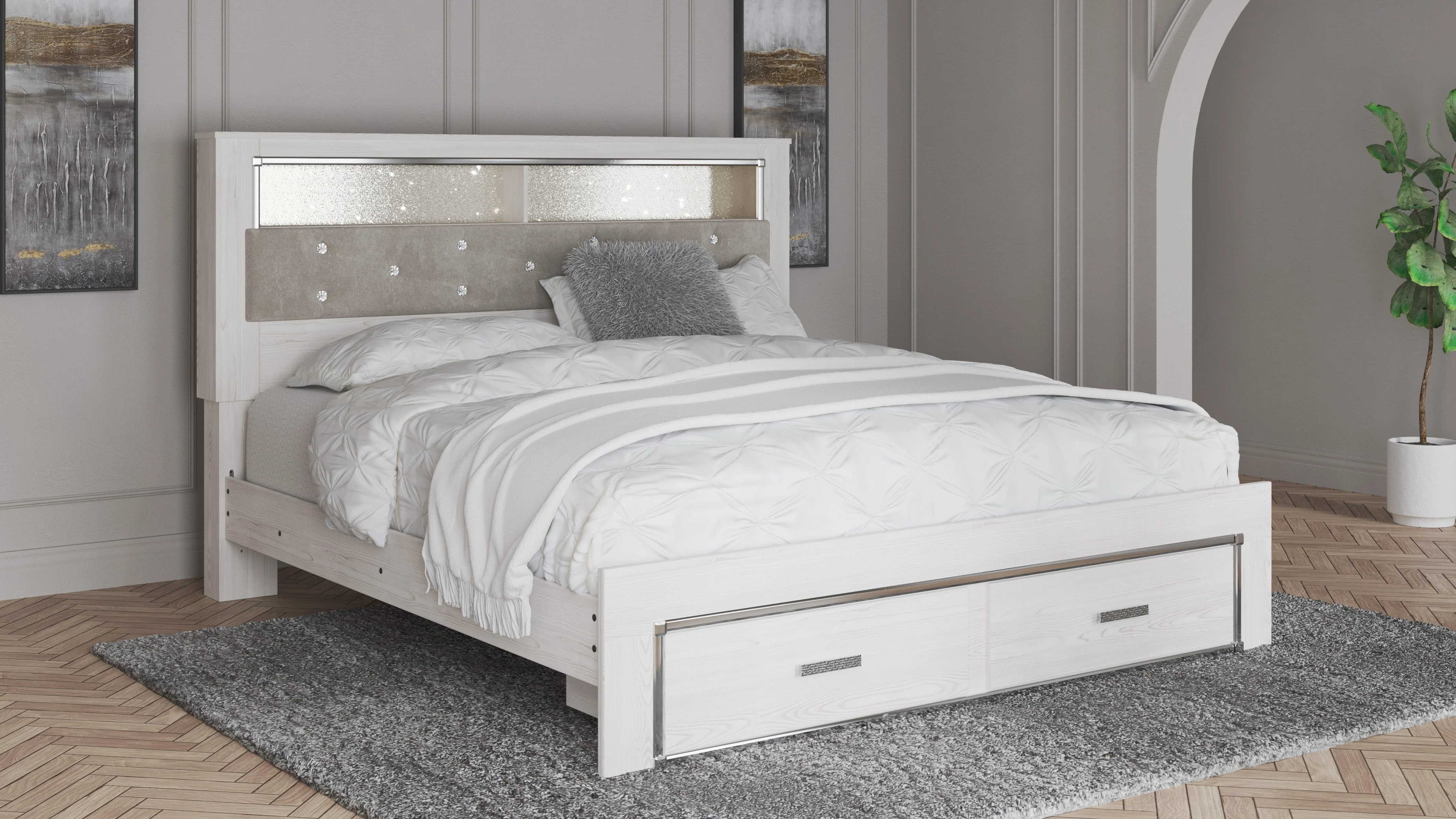 Ashley Homestore | Altyra King Upholstered Bookcase Bed with Storage - Image 2