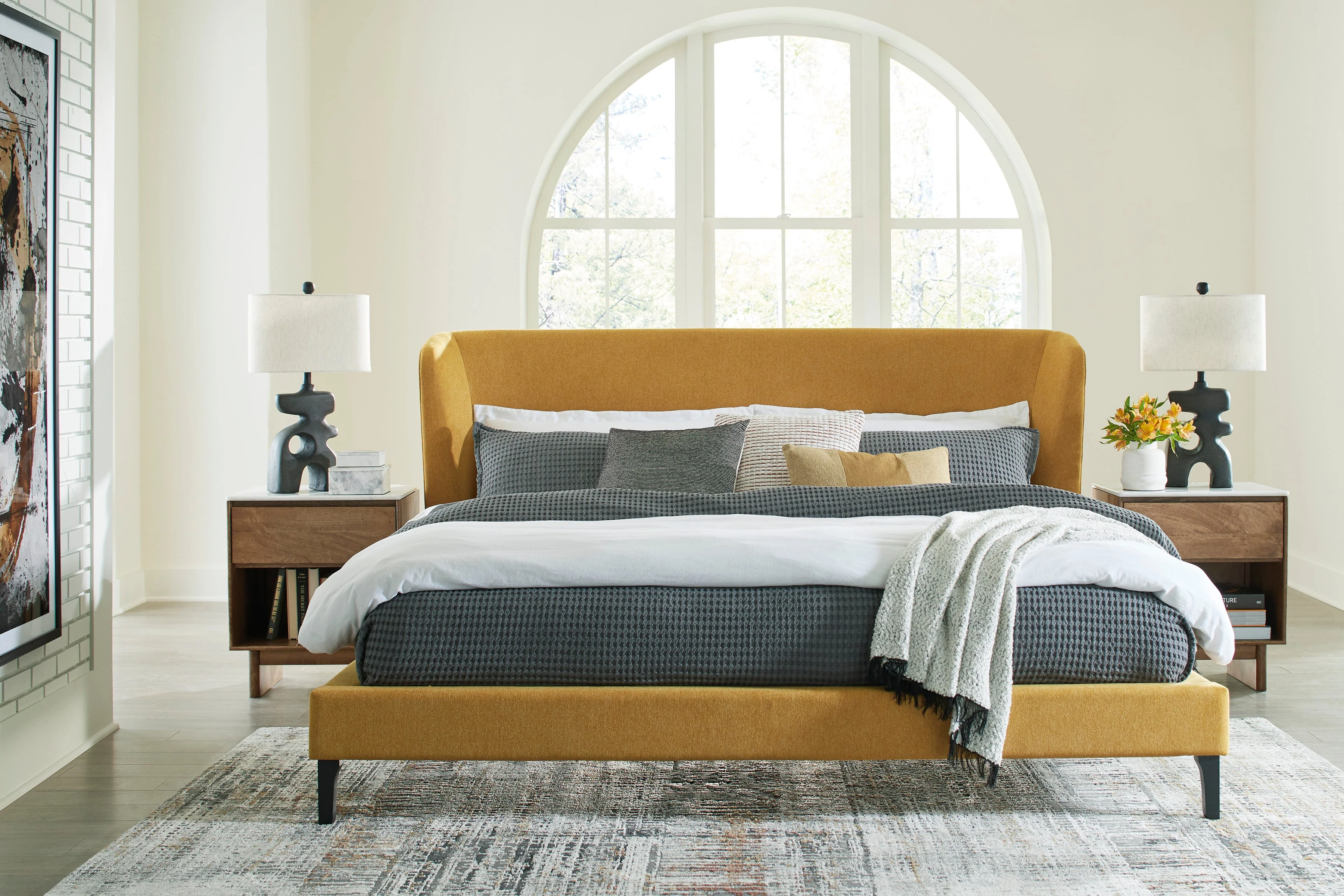 Ashley Homestore | Maloken California King Upholstered Bed with Roll Slats - Image 4