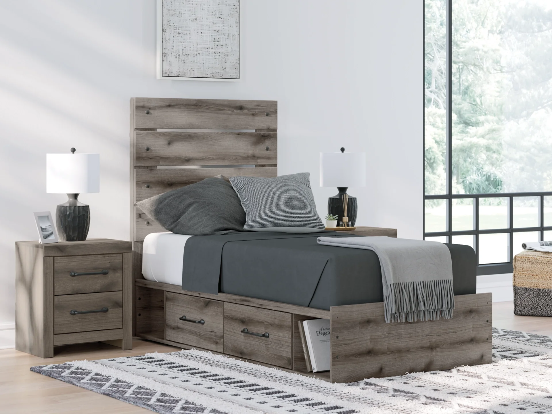 Ashley Homestore | Urbanoore Twin Panel Bed with Storage - Image 2