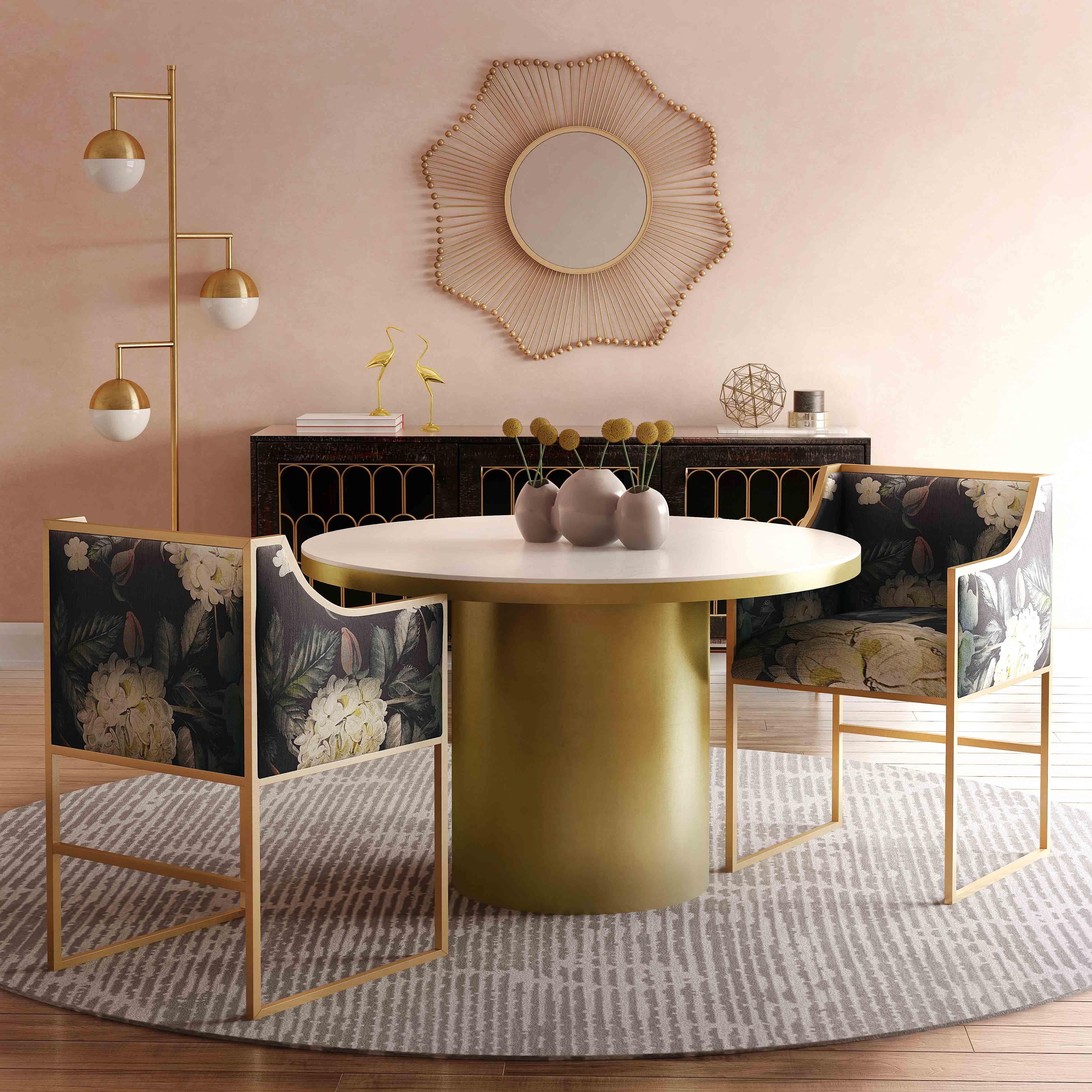 Atara Floral Velvet Gold Chair - Image 4