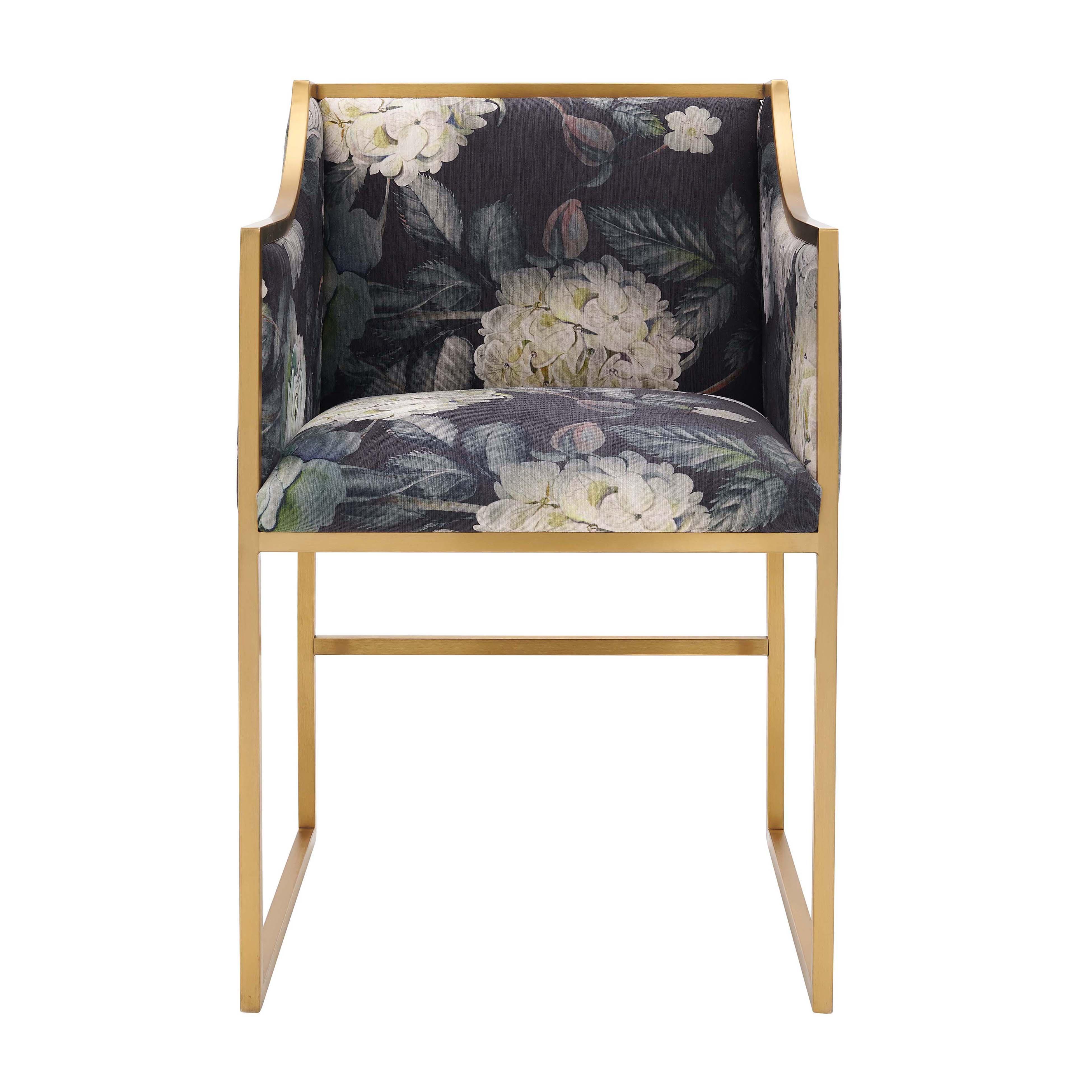 Atara Floral Velvet Gold Chair - Image 5