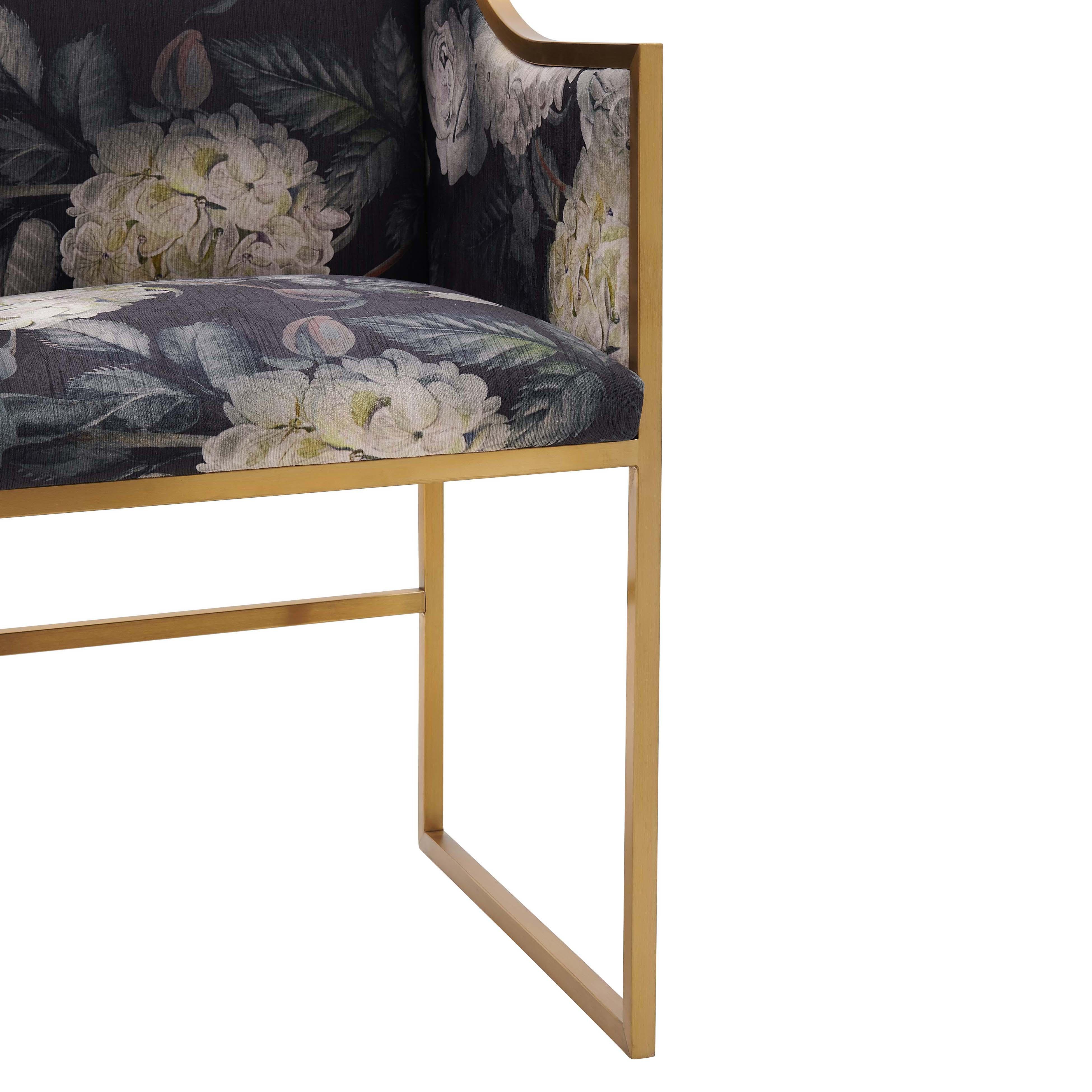 Atara Floral Velvet Gold Chair - Image 7