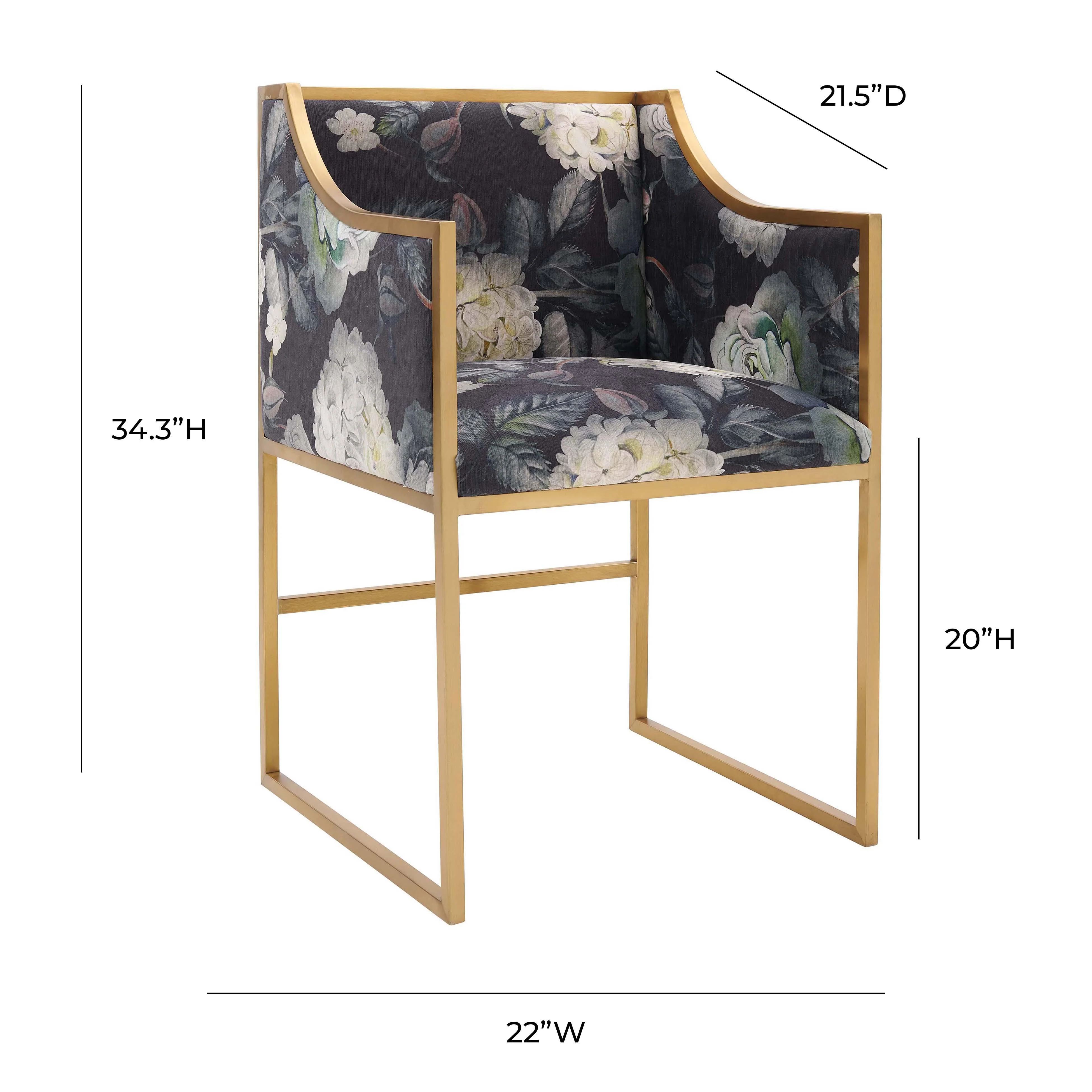 Atara Floral Velvet Gold Chair - Image 9