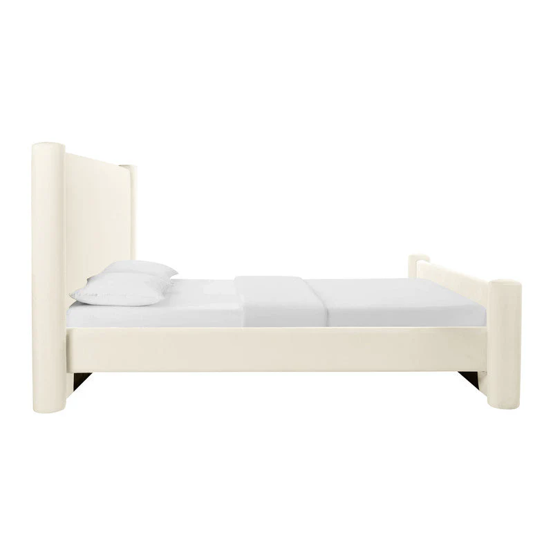 Athara Cream Velvet King Bed - Image 2